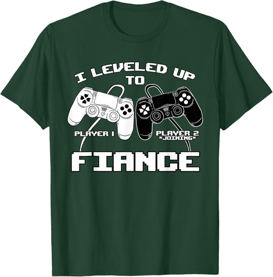 I Leveled Up To Fiance Gaming Baby Gender Announcement T-Shirt - T-Shirt | Forest