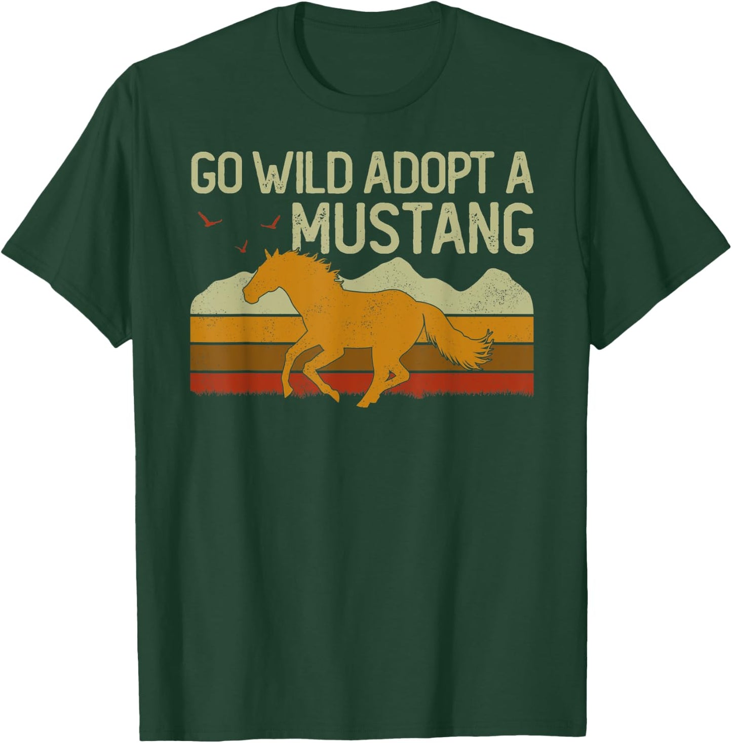 Vintage Sunset Horse Wild Mustang Go Wild Adopt A Mustang T-Shirt - T-Shirt | Forest