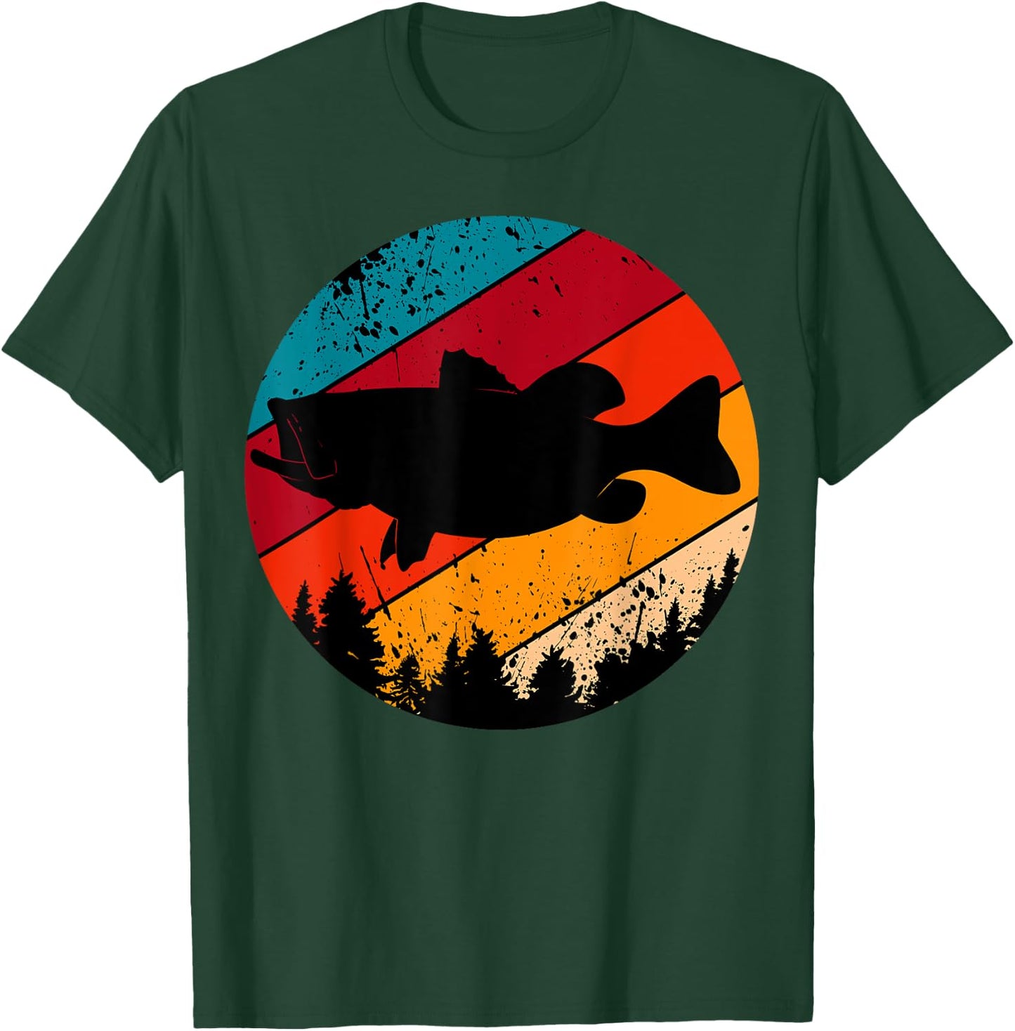 Bass Fishing Retro Vintage Forest Angling Fisherman Fish T-Shirt - T-Shirt | Forest