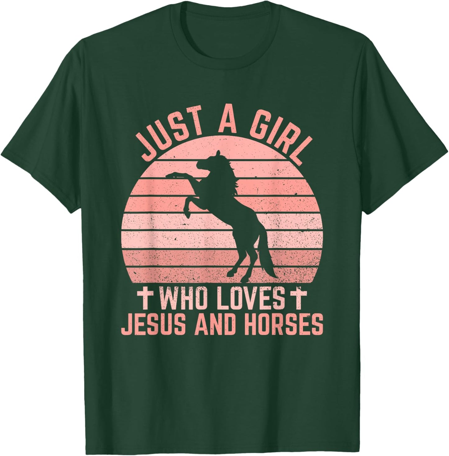 Just A Girl Who Loves Jesus And Horses - Christian Riders T-Shirt - T-Shirt | Forest