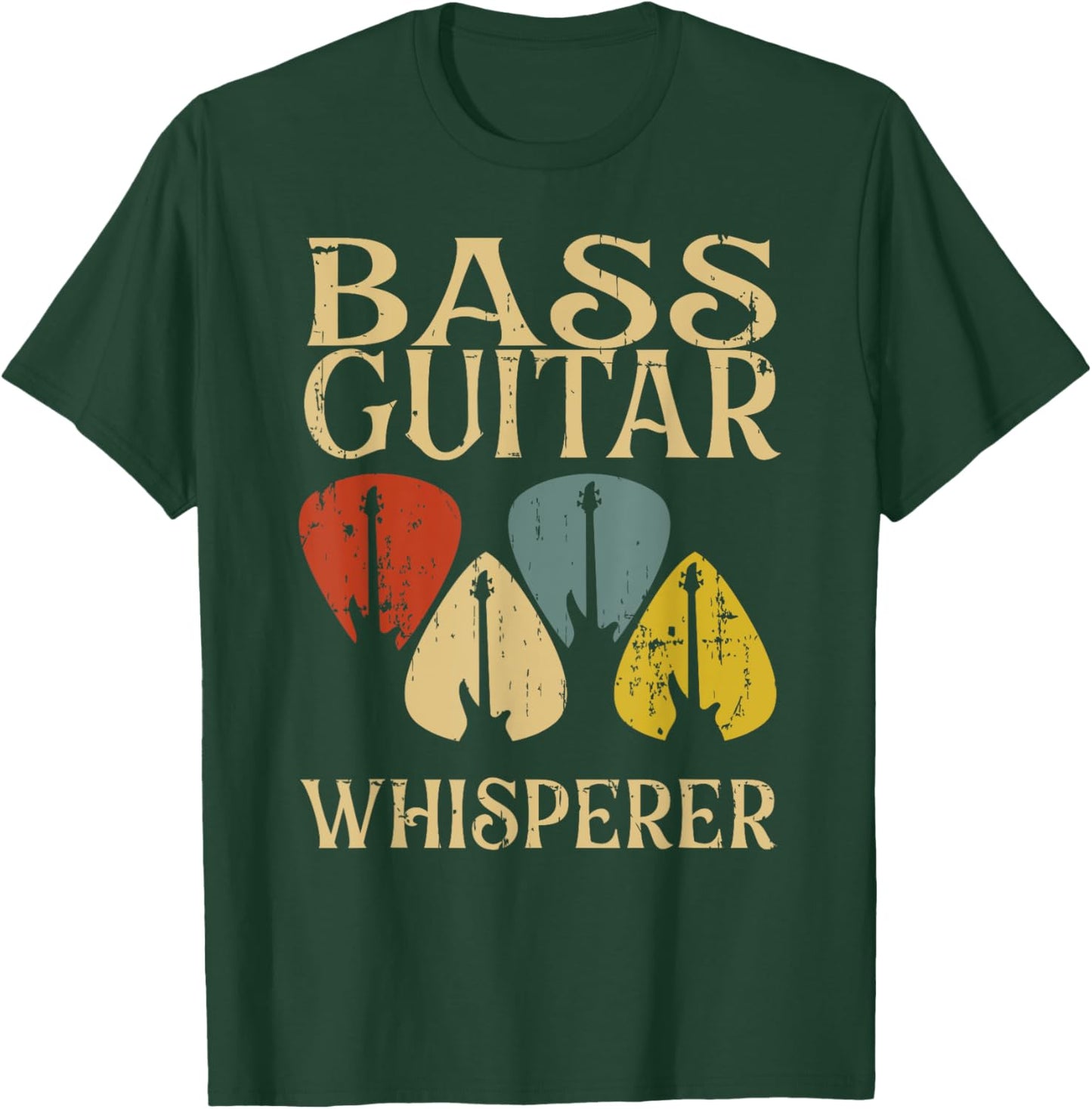 Vintage Bass Guitar Whisperer Funny Bassist Gift Men Women T-Shirt - T-Shirt | Forest