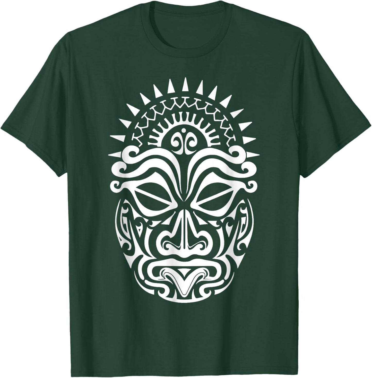 Maori Polynesian Tattoo HAKA Dance Face Mask Head T-Shirt - T-Shirt | Forest