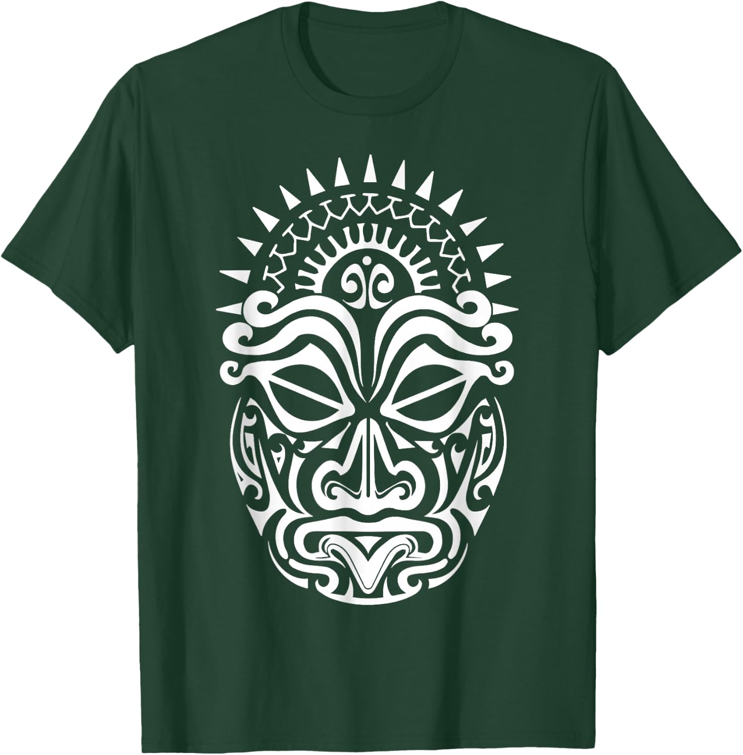 Maori Polynesian Tattoo HAKA Dance Face Mask Head T-Shirt - T-Shirt | Forest