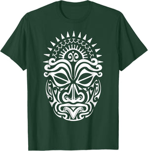 Maori Polynesian Tattoo HAKA Dance Face Mask Head T-Shirt - T-Shirt | Forest
