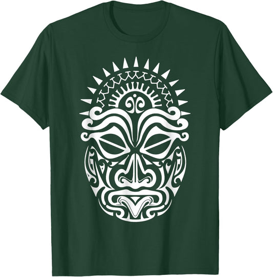 Maori Polynesian Tattoo HAKA Dance Face Mask Head T-Shirt - T-Shirt | Forest