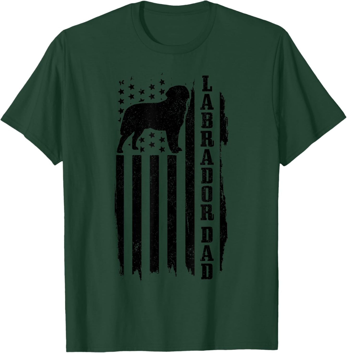 Lab Dad Vintage American Flag Patriotic Labrador T-Shirt - T-Shirt | Forest