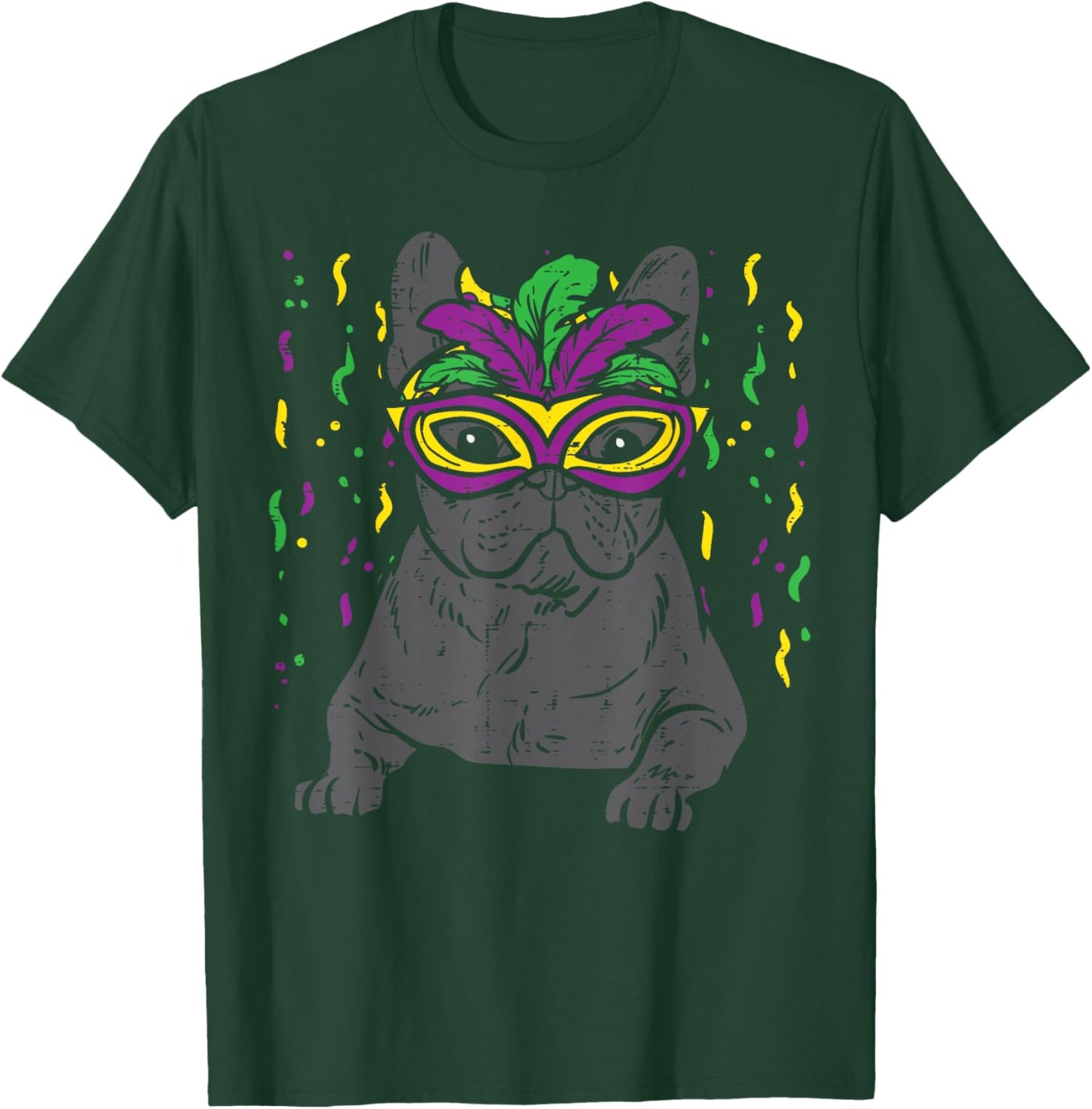 Mardi Gras Fench Bulldog Cute Carnival Frenchie Pet Dog Gift T-Shirt - T-Shirt | Forest