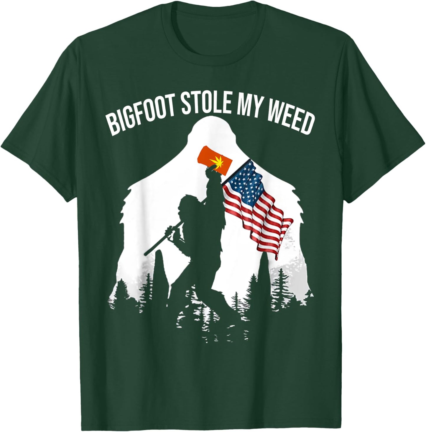 Bigfoot Stole My Weed Funny Retro Sasquatch Forest T-Shirt - T-Shirt | Forest