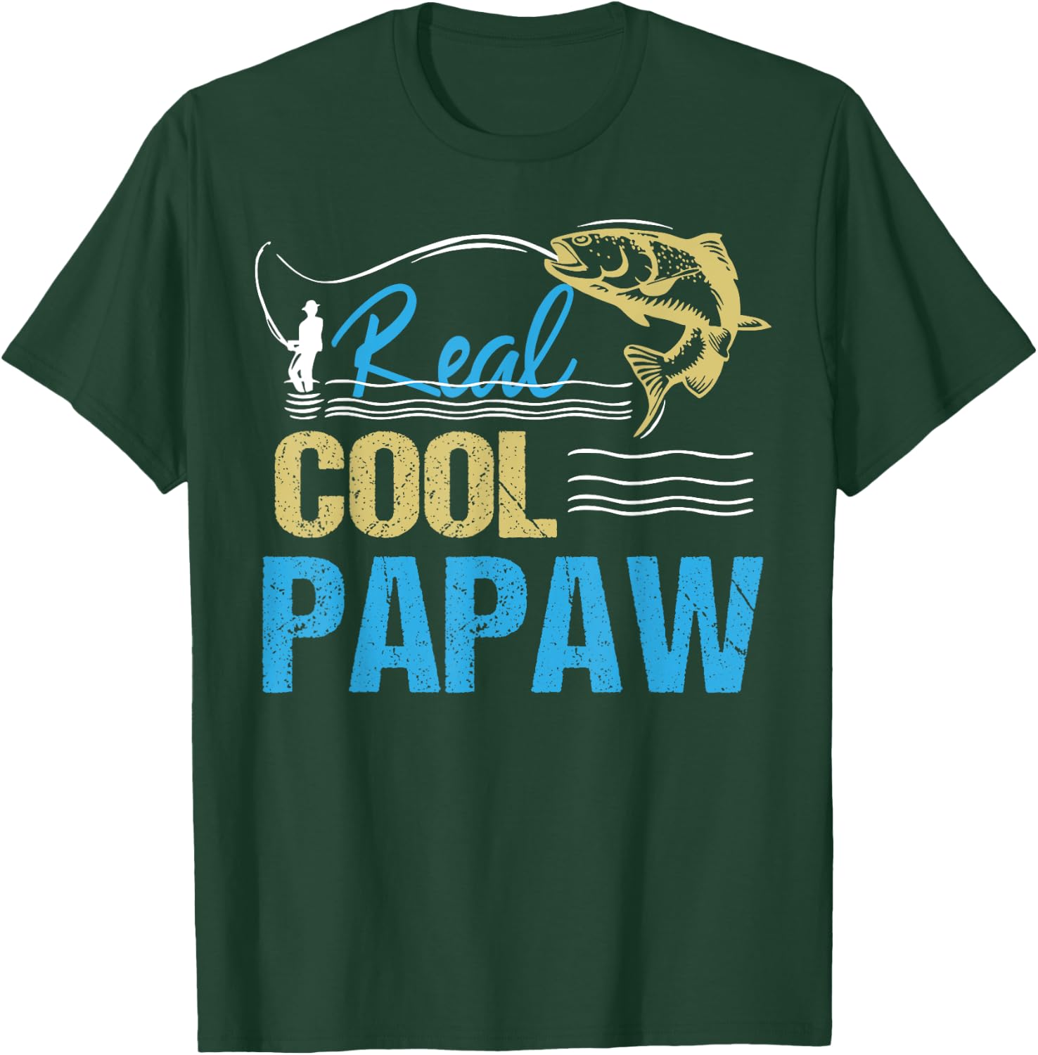 Vintage Reel Cool Papaw Fishing Daddy Grandpa Fathers Day T-Shirt - T-Shirt | Forest