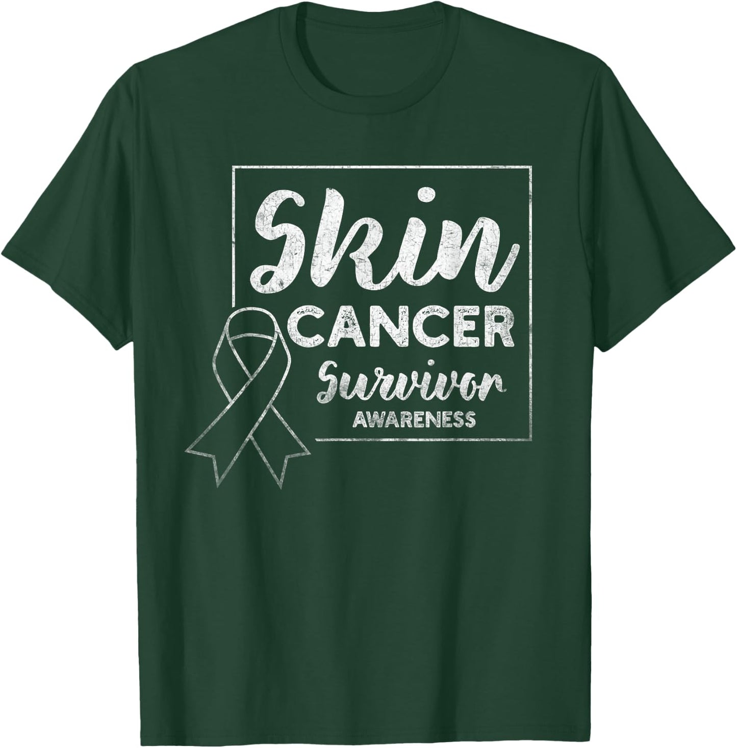 Skin Cancer Survivor Products Melanoma Awareness Distressed T-Shirt - T-Shirt | Forest