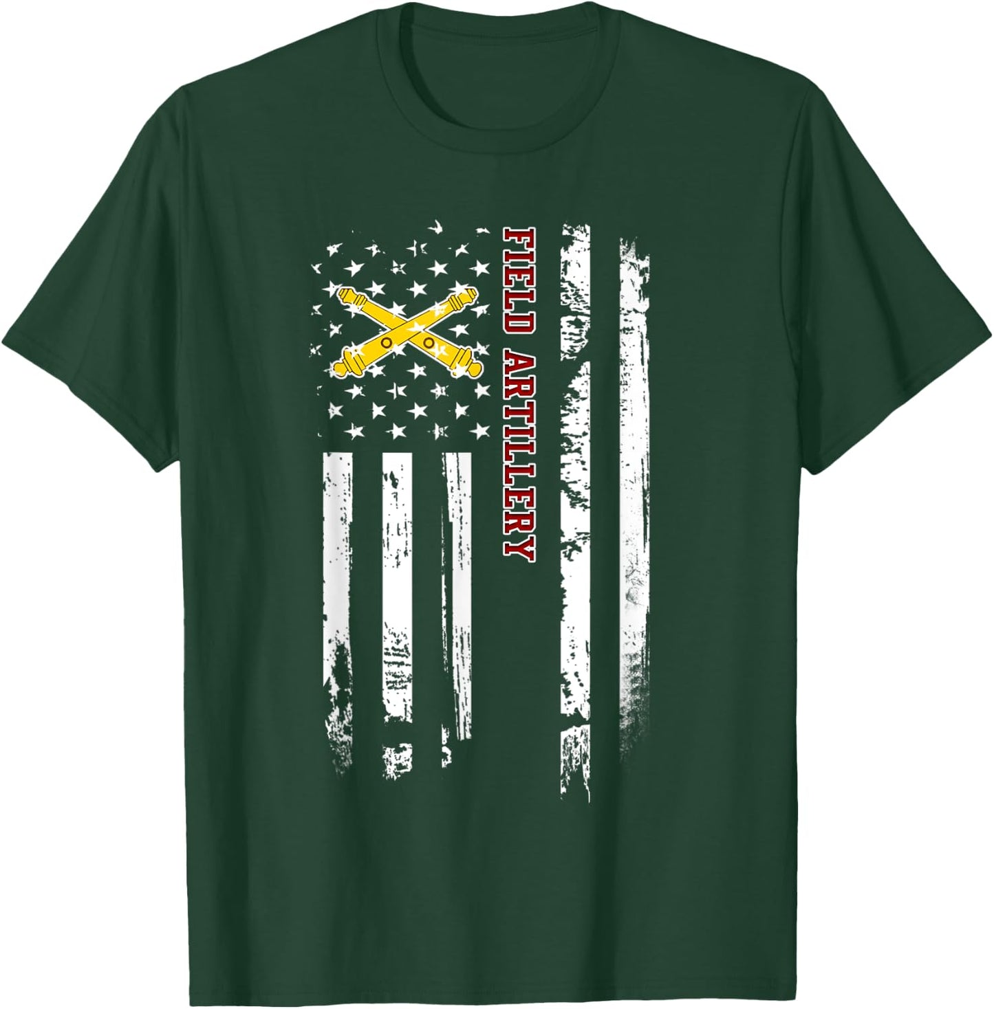 Field Artillery Veteran USA Flag Military Veterans Day Xmas Women Men T-Shirt - T-Shirt | Forest