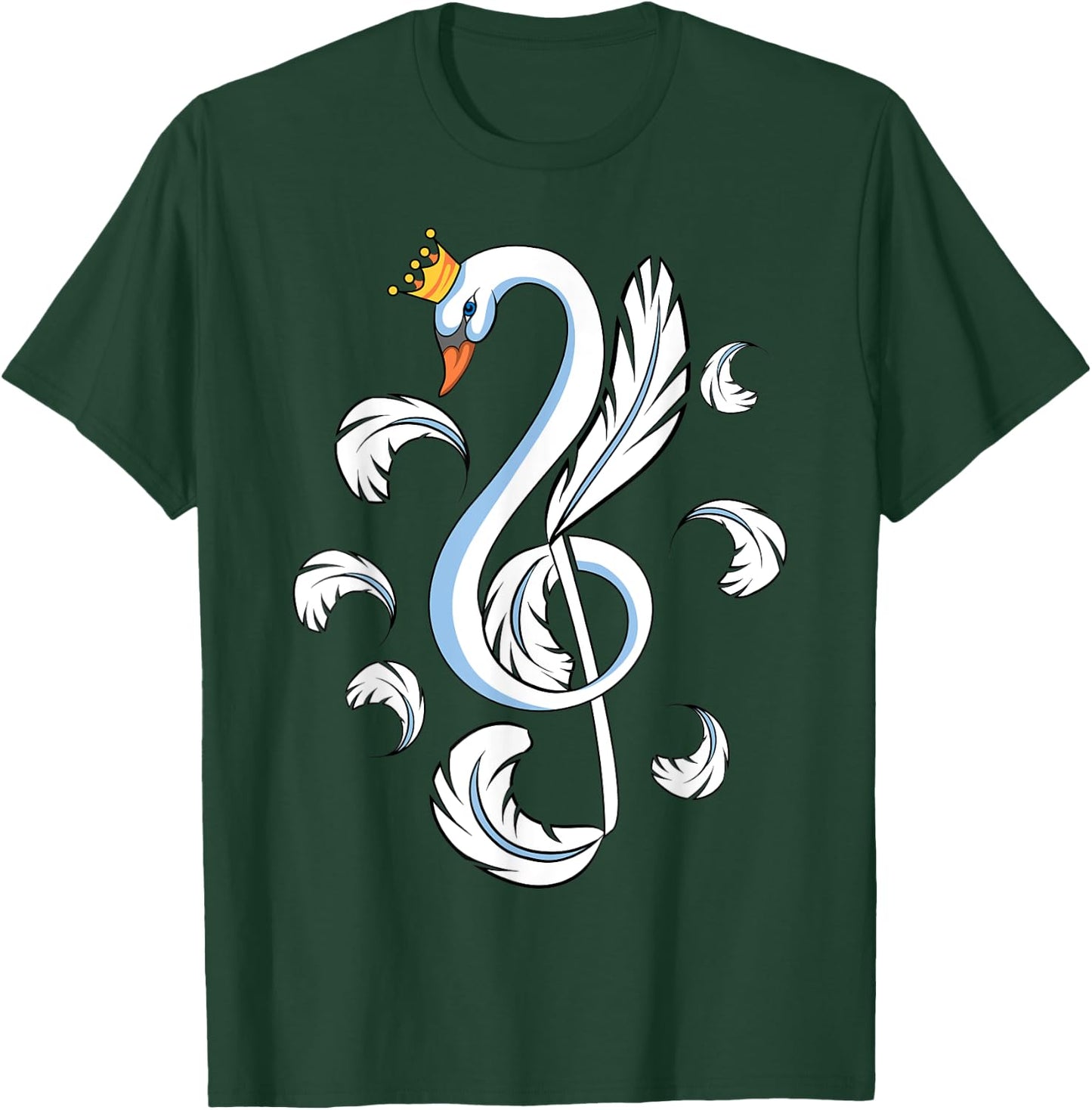 Treble Clef Music Note Swan T-Shirt - T-Shirt | Forest