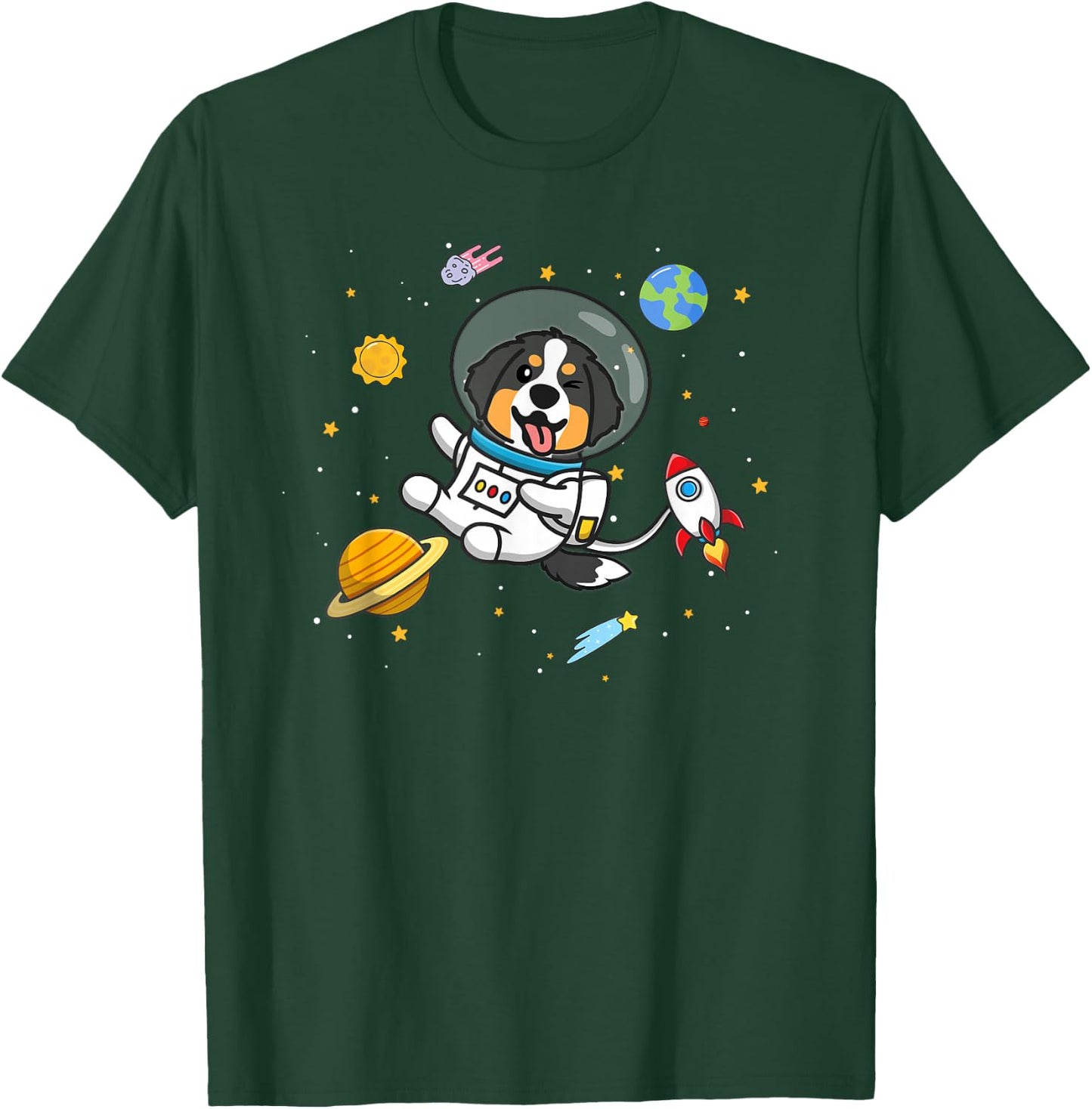 Kids Girls Boys Kawaii Space Bernese Mountain Dog Lover T-Shirt - T-Shirt | Forest