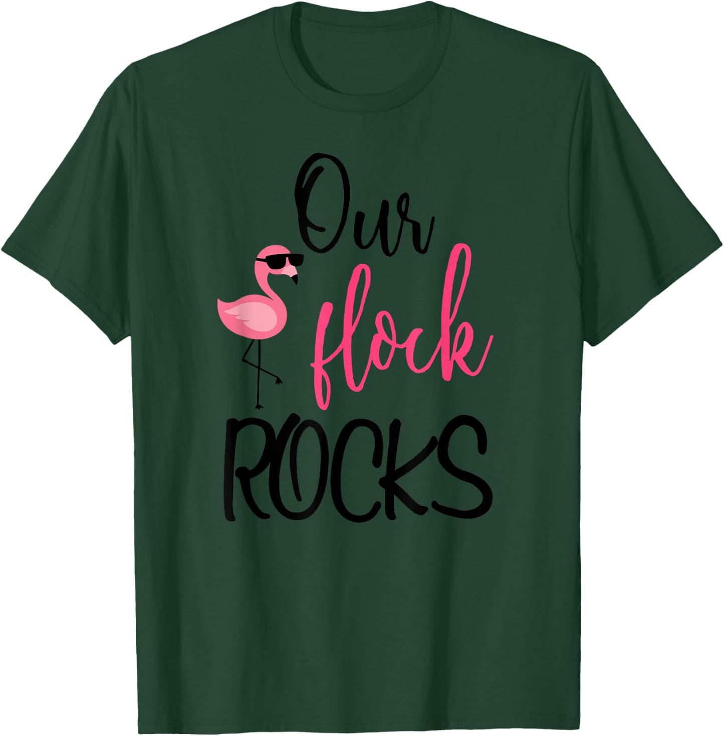 Our Flock Rocks Flamingo Mother's Day Gift T-Shirt - T-Shirt | Forest