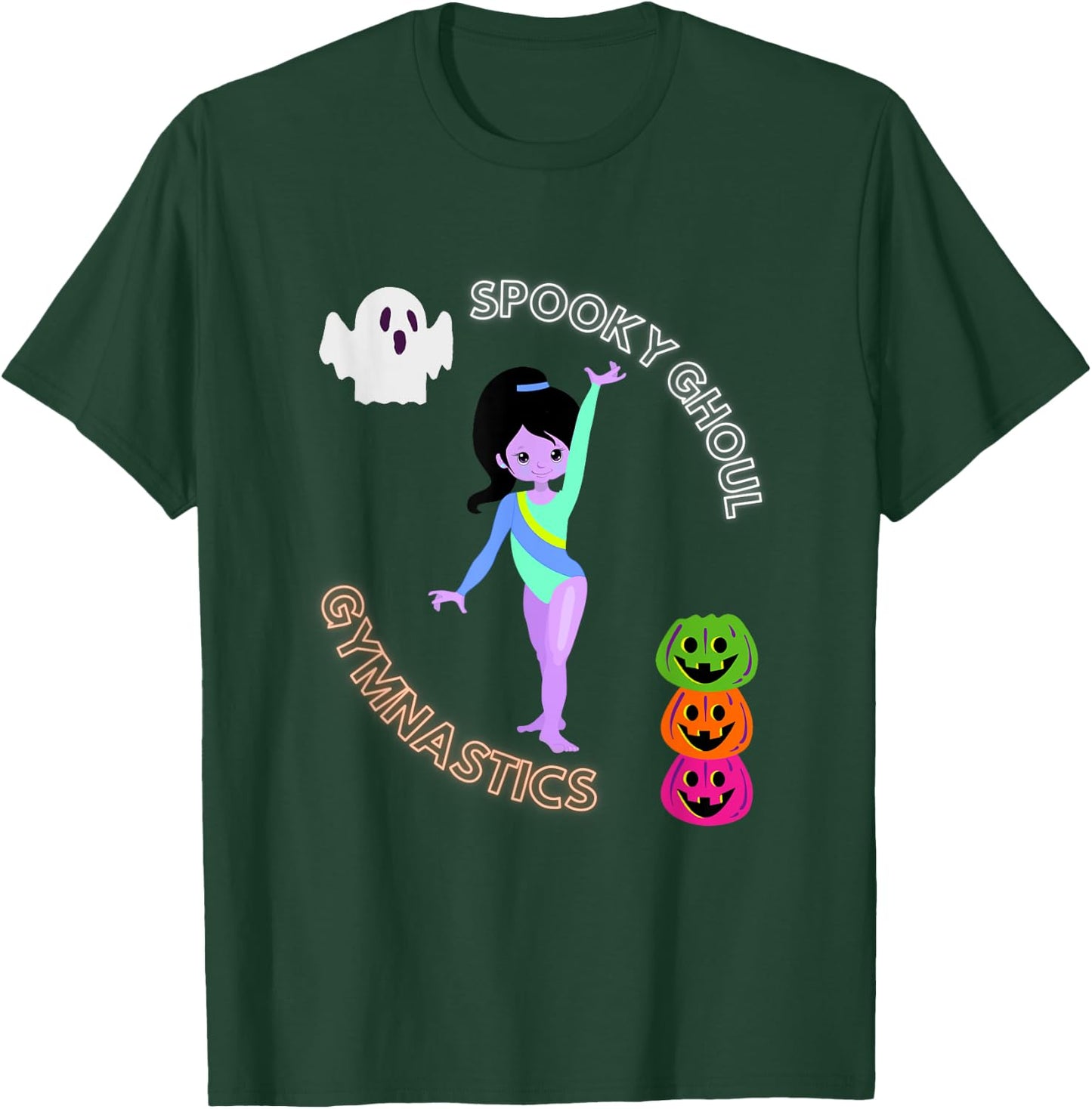 Spooky Ghoul Gymnastics Halloween Gymnast Pumpkin T-Shirt - T-Shirt | Forest