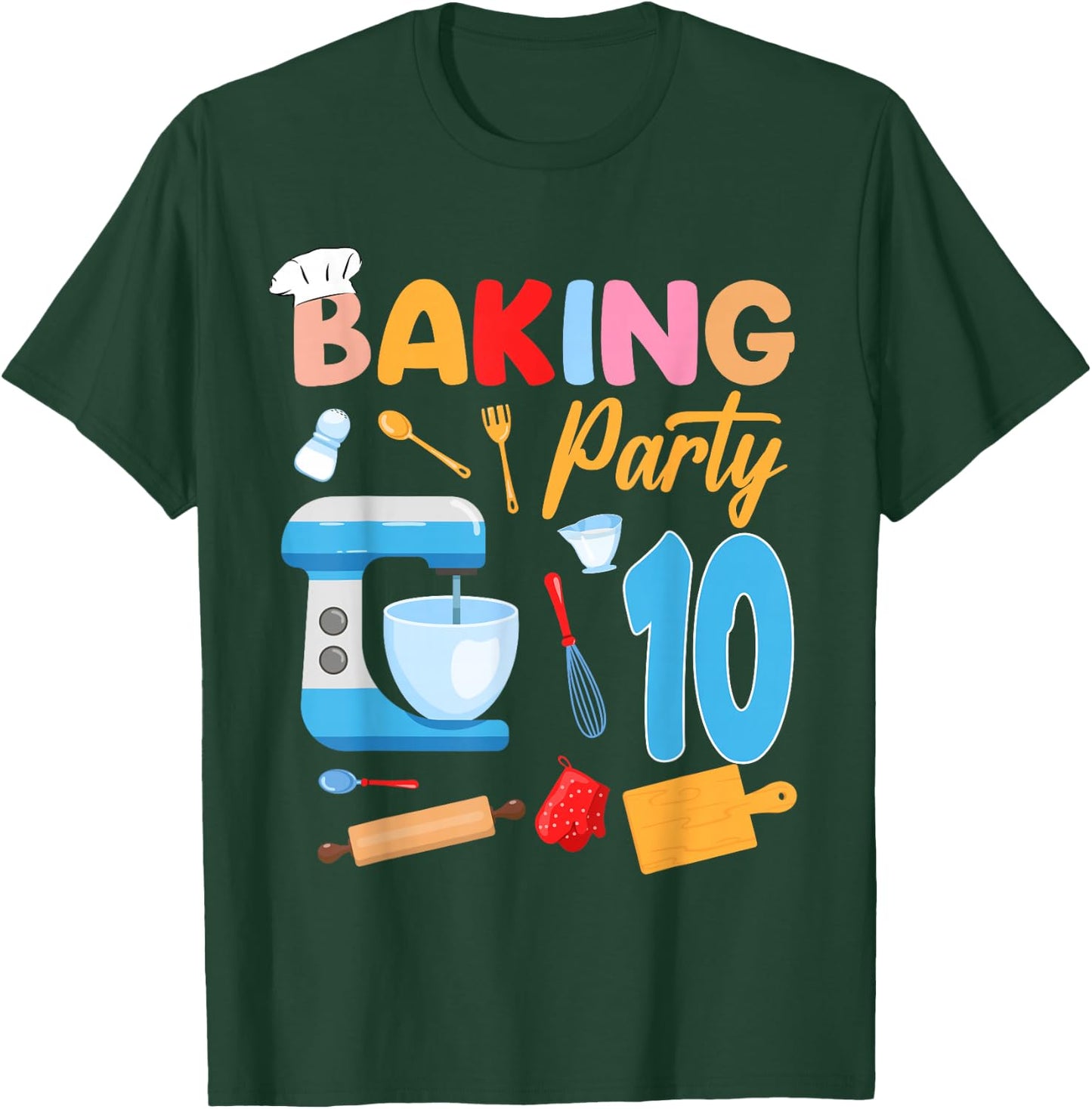 10th Birthday Baker 10 Year Old Baking Birthday Party Kids T-Shirt - T-Shirt | Forest