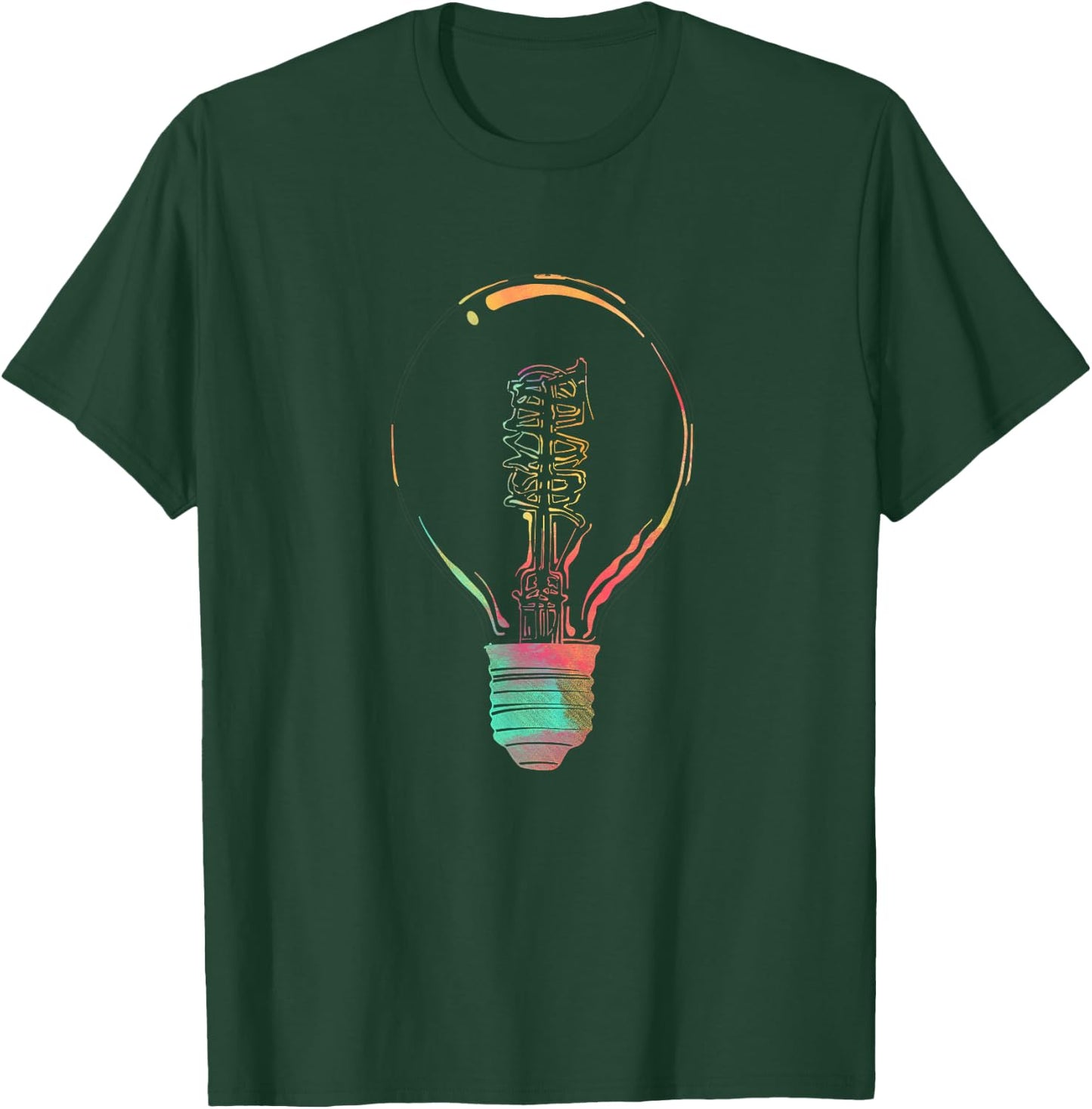 Electrician Gifts Men Women Colorful Light Bulb Lineman T-Shirt - T-Shirt | Forest