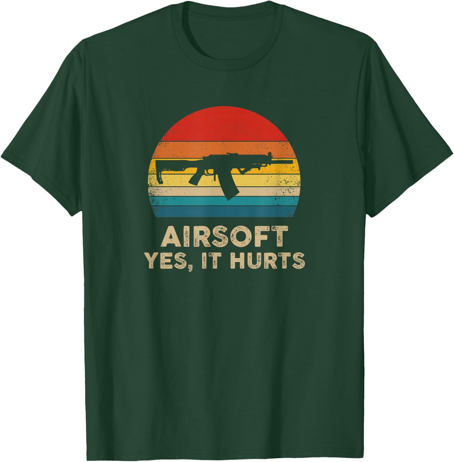 Funny Airsoft - Airsoft Yes, it Hurts - Retro T-Shirt - T-Shirt | Forest