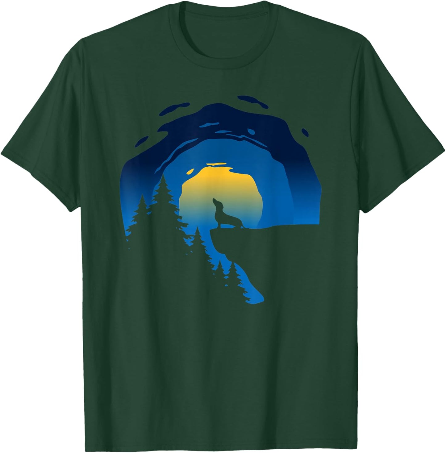 Dachshund Wiener Dog Howling At Moon Men Women T-Shirt - T-Shirt | Forest