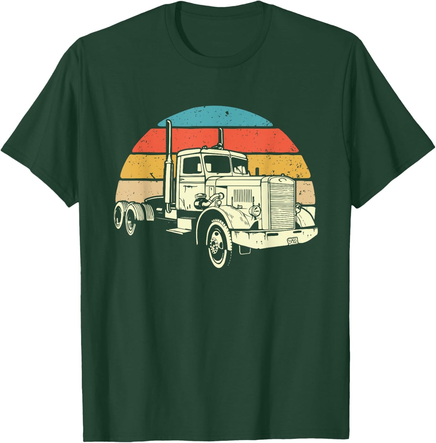 Retro Trucker - Big Rig Hauler Truck Driver Trucking T-Shirt - T-Shirt | Forest