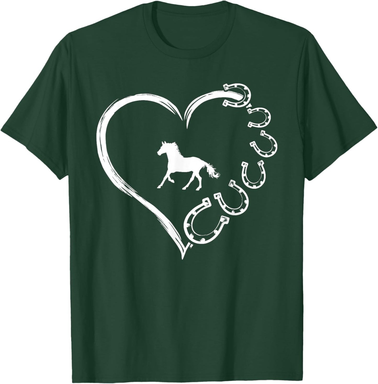 Cute Horse Love Horseshoe Heart Gift Horse Mom Rei T-Shirt - T-Shirt | Forest