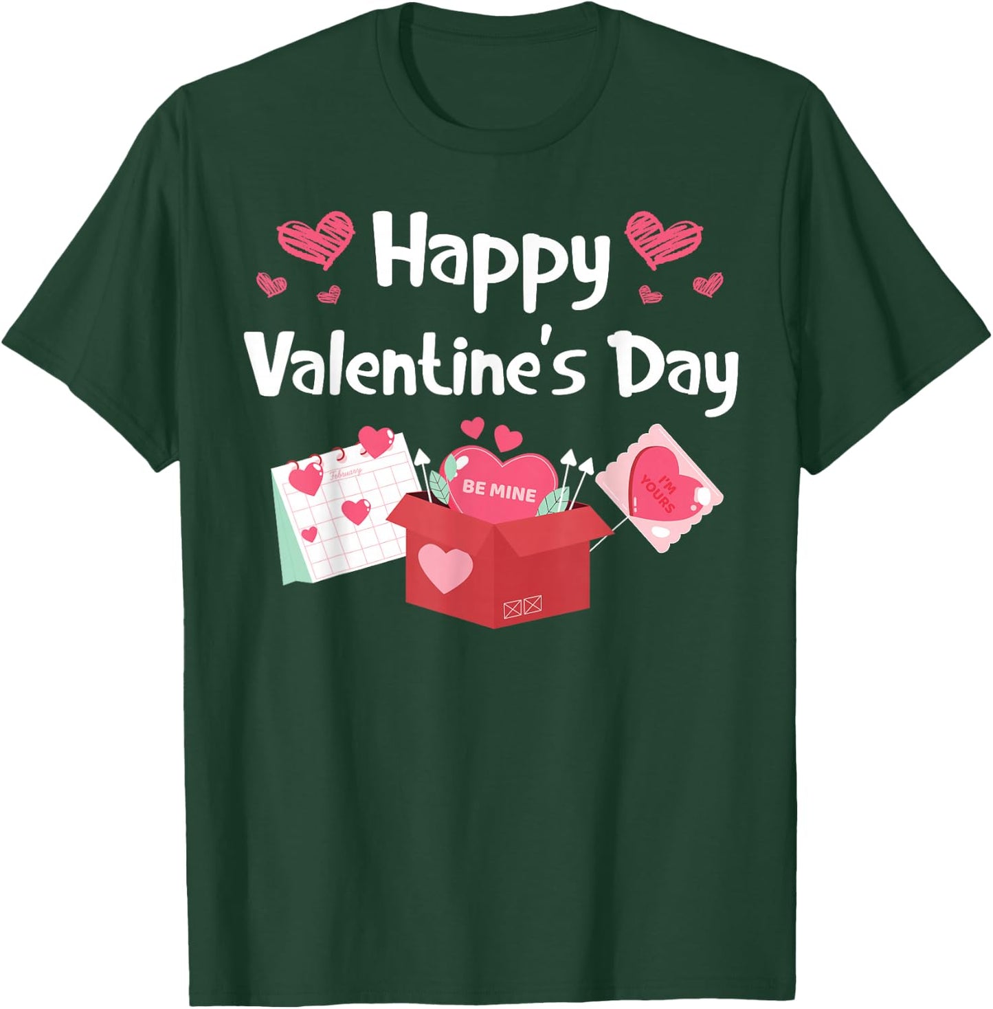 Happy Valentines Day Be Mine Cute Hearts V-Day Pajama T-Shirt - T-Shirt | Forest