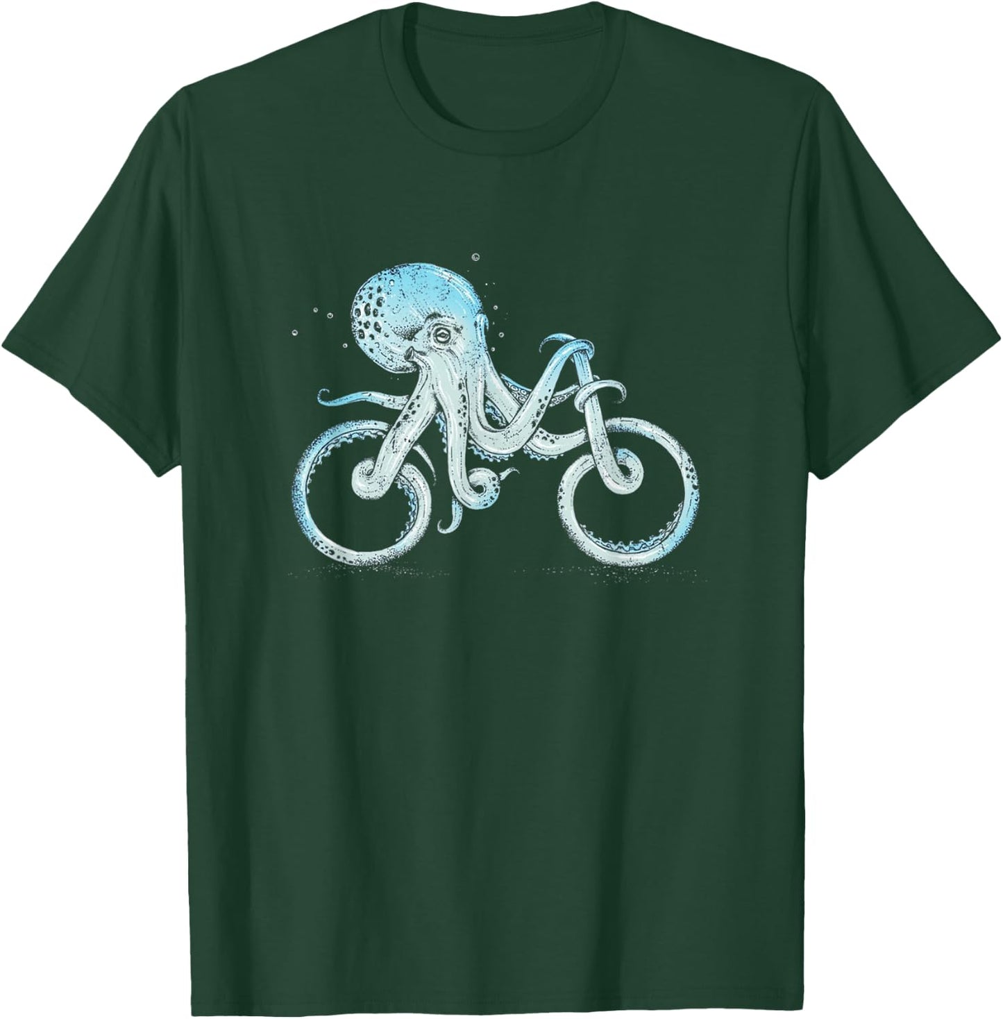 Octopus Riding A Bike Biker Biking Cycle Cycling T-Shirt - T-Shirt | Forest