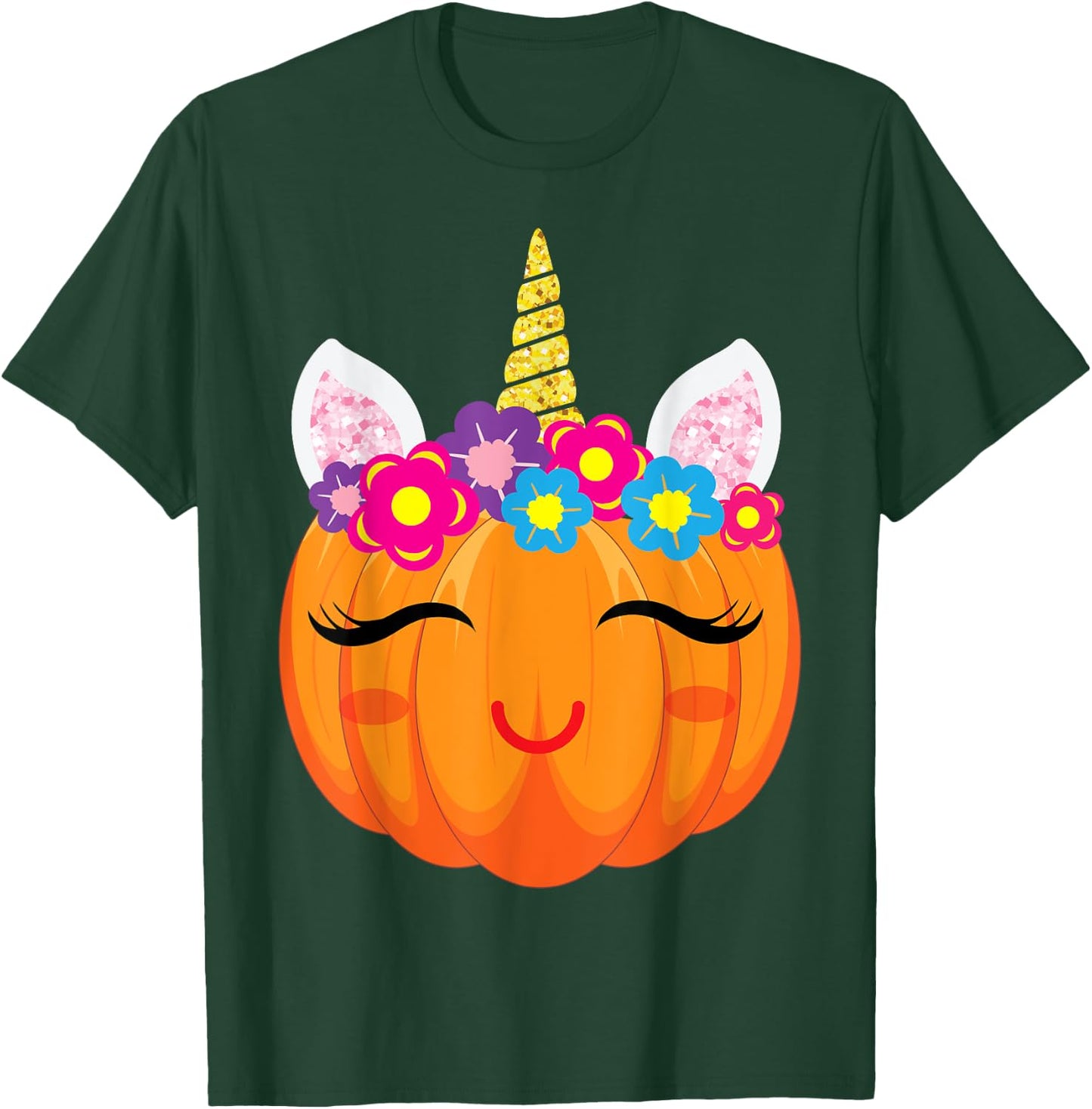 Cute Unicorn Girls Halloween Pumpkin Patch Costume Women T-Shirt - T-Shirt | Forest
