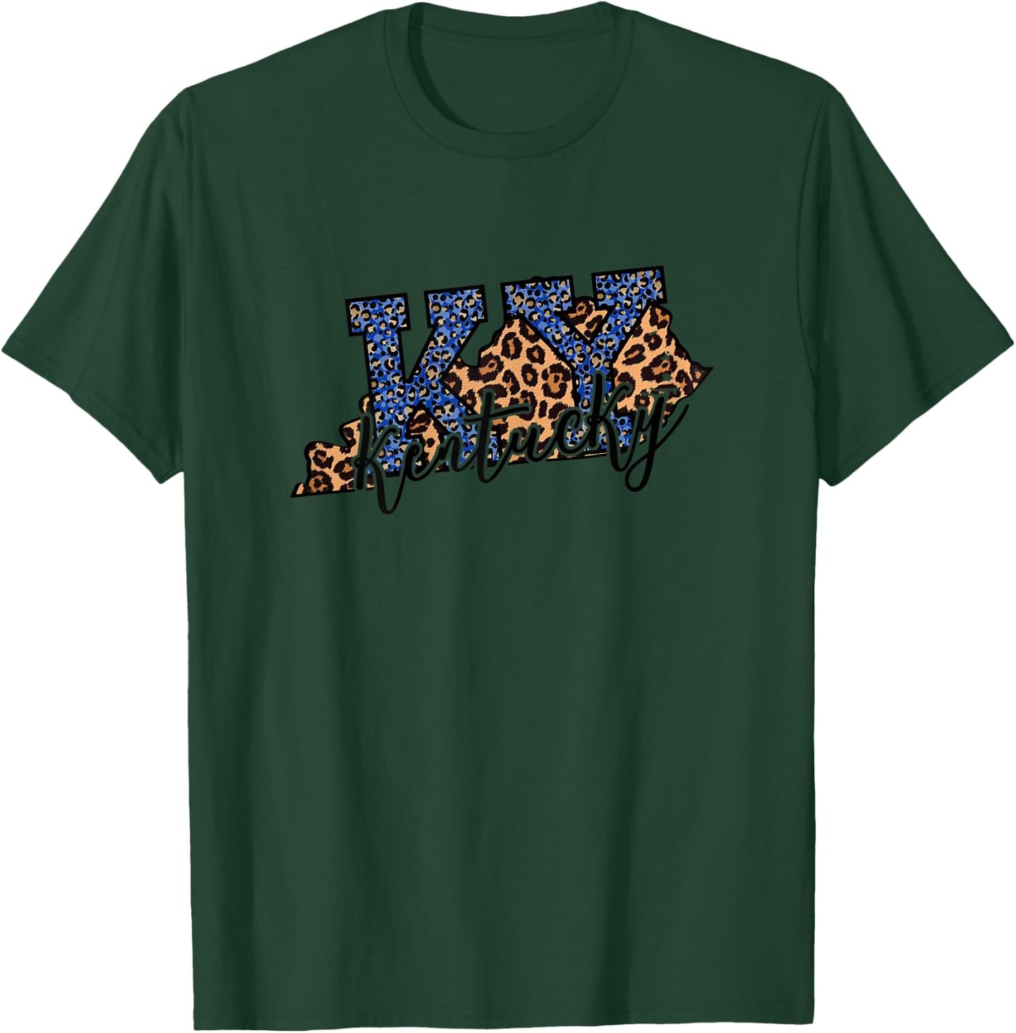 Kentucky Leopard Print KY Pride Kentucky Girl Cute State T-Shirt - T-Shirt | Forest