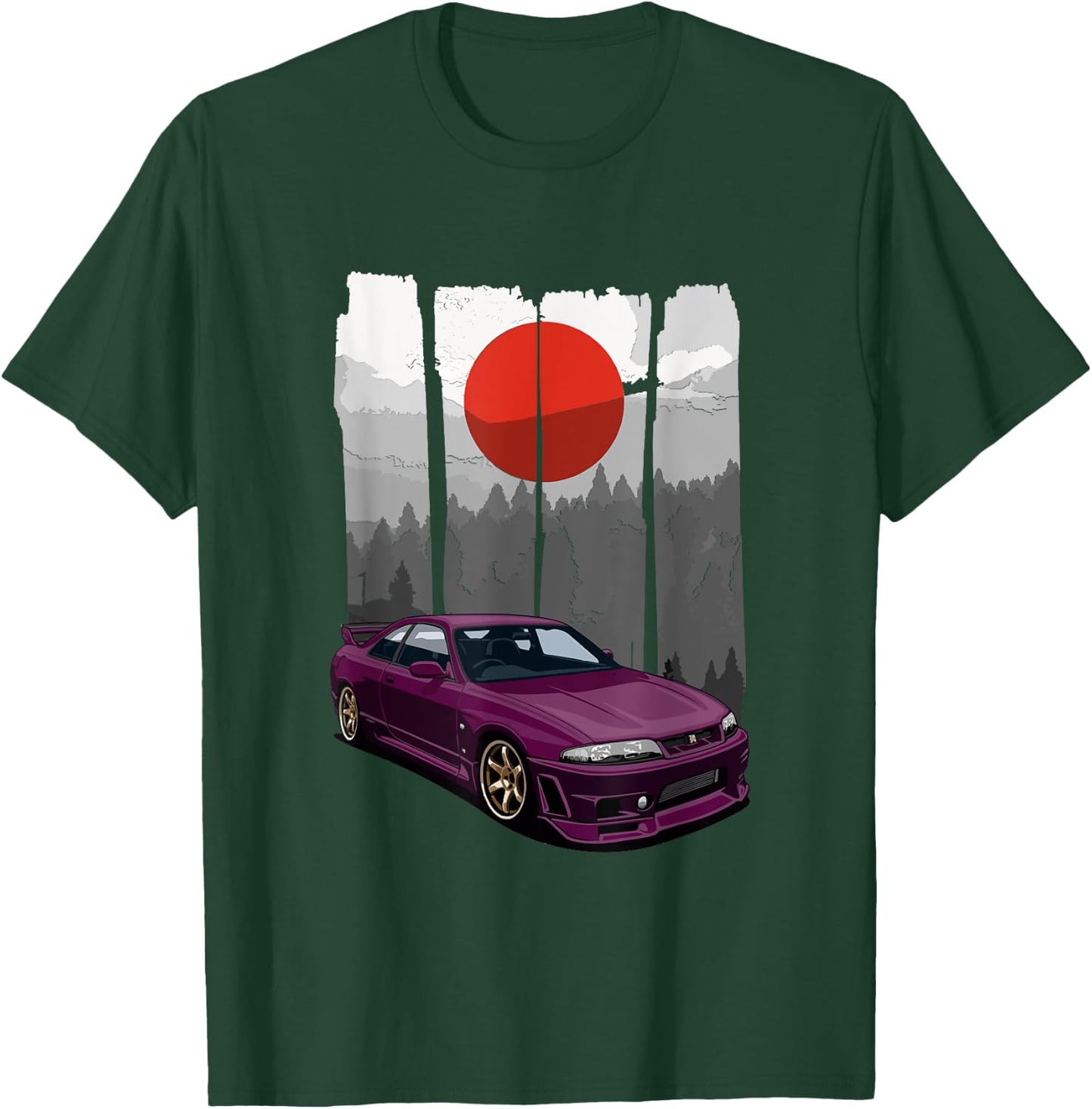 JDM Skyline R33 Car Tuning Japan Rising Sun Drift T-Shirt - T-Shirt | Forest