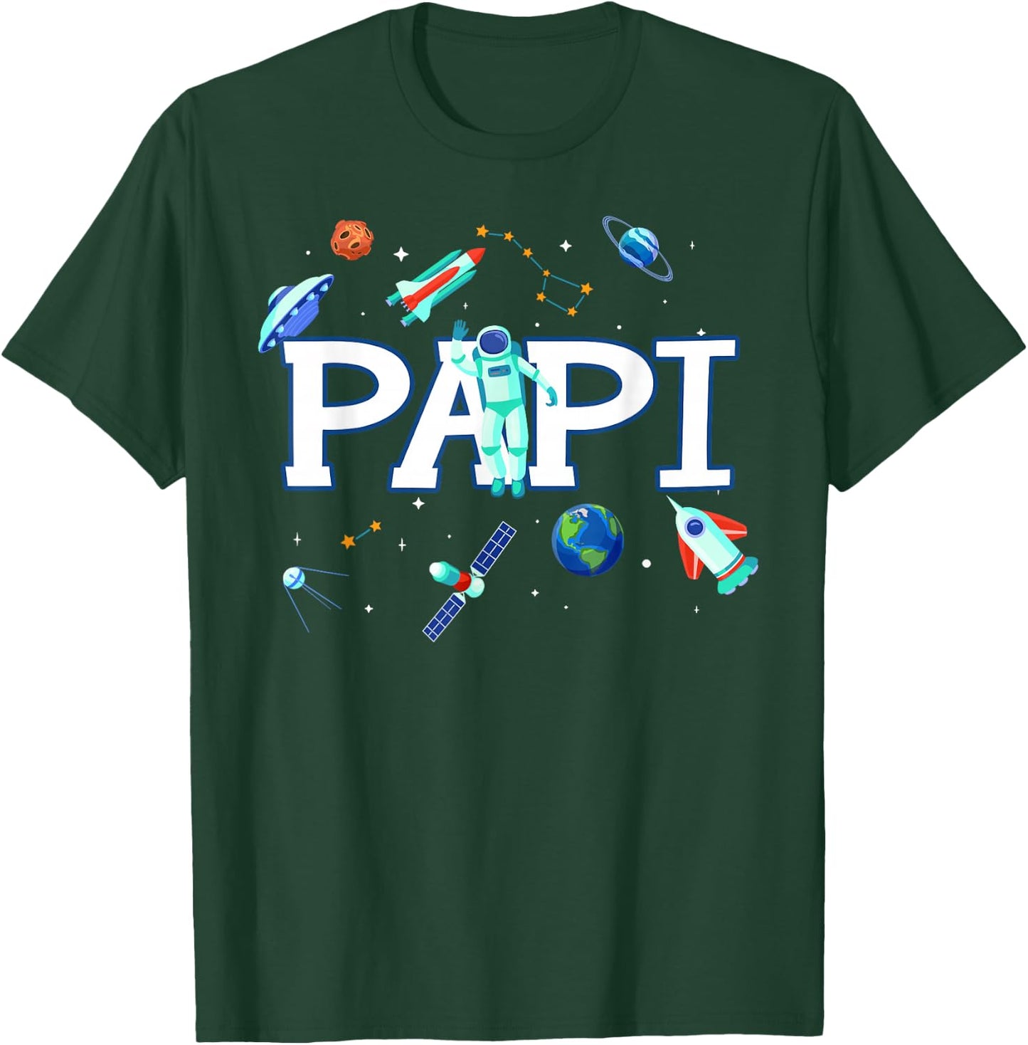 Papi Astronaut Space Family Matching Birthday Party T-Shirt - T-Shirt | Forest