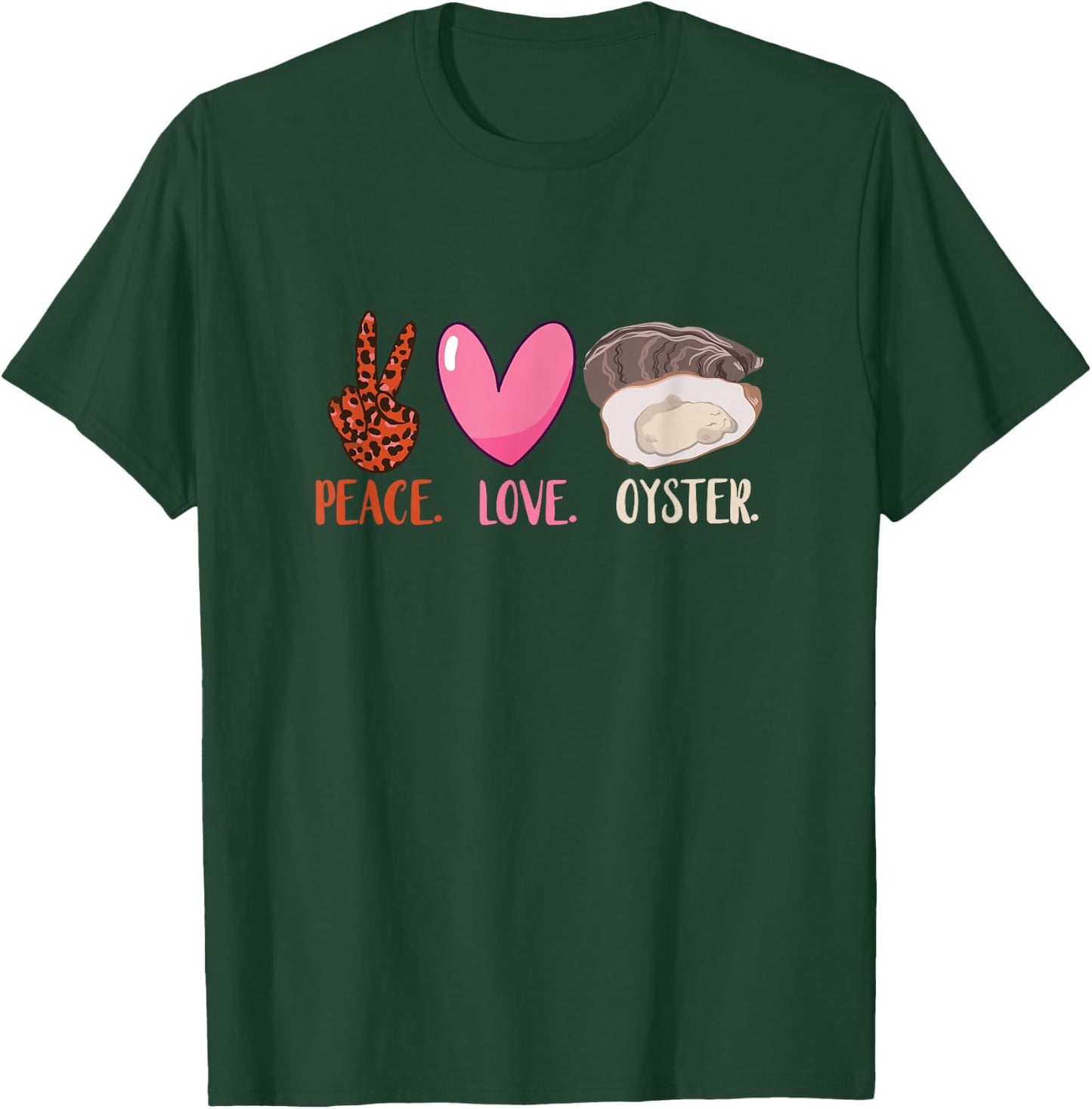 Oyster Leopard Love Peace Heart Mollusc Shucker Oyster Lover T-Shirt - T-Shirt | Forest
