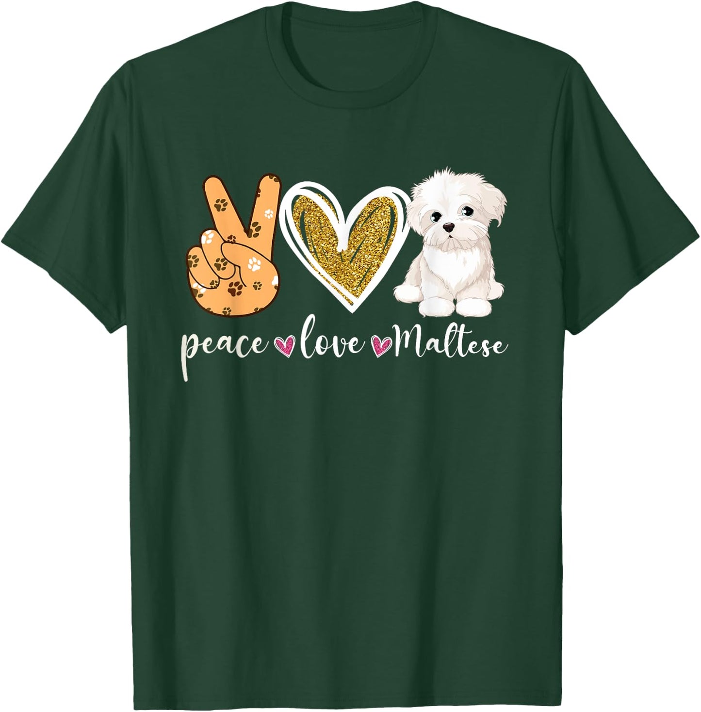 Vintage Maltese Lover Dog Dad Dog Mom -Adults and Kids Black Modern Short Sleeve T-Shirt - T-Shirt | Forest