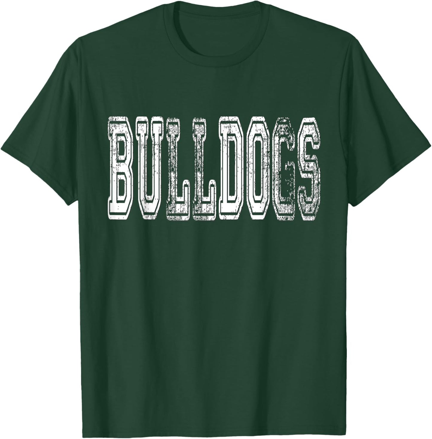Bulldogs Mascot Distressed Vintage School Sports Name Fans T-Shirt - T-Shirt | Forest