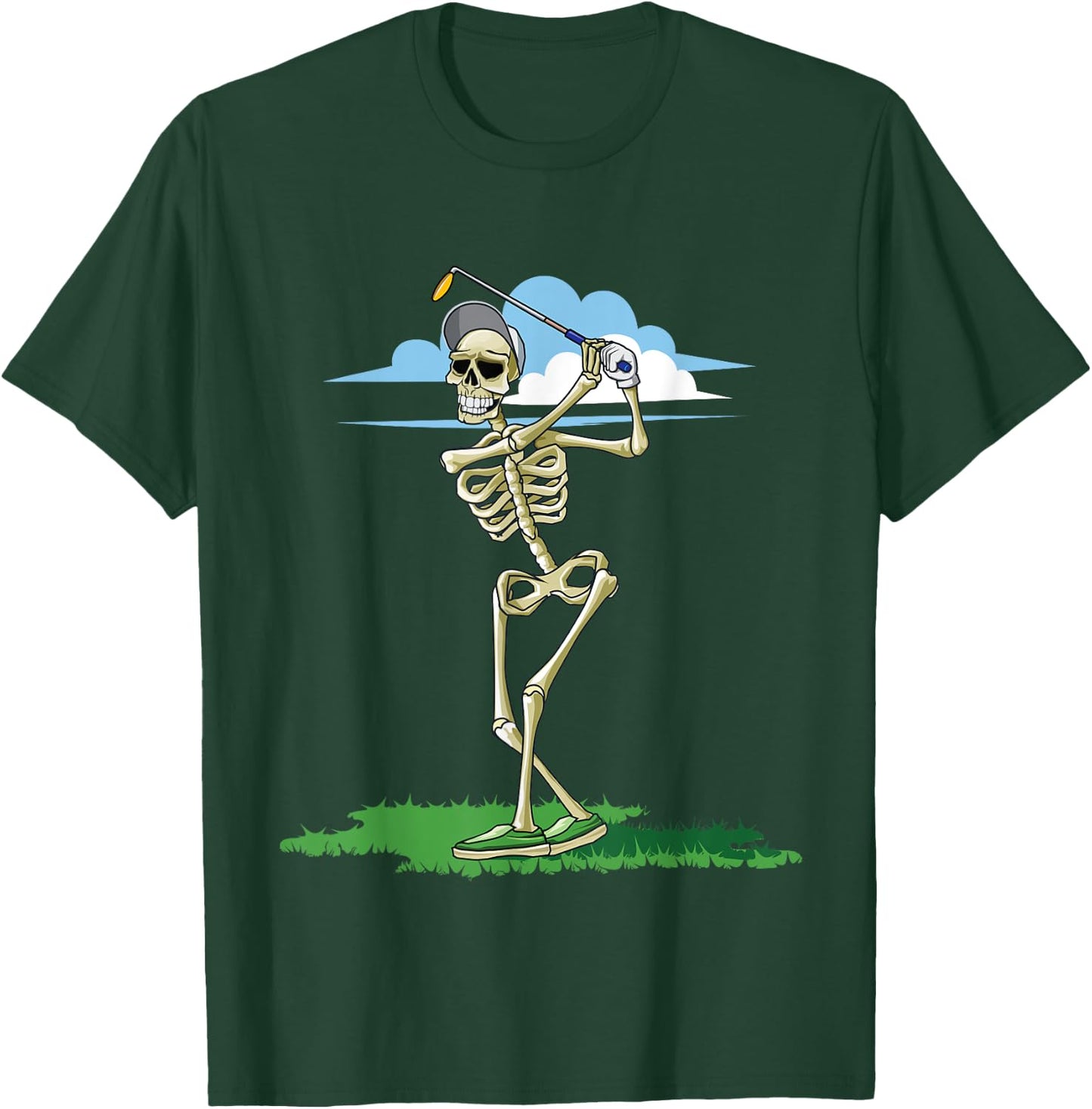 Golfing Skeleton Halloween Men Golf Halloween Golfer T-Shirt - T-Shirt | Forest