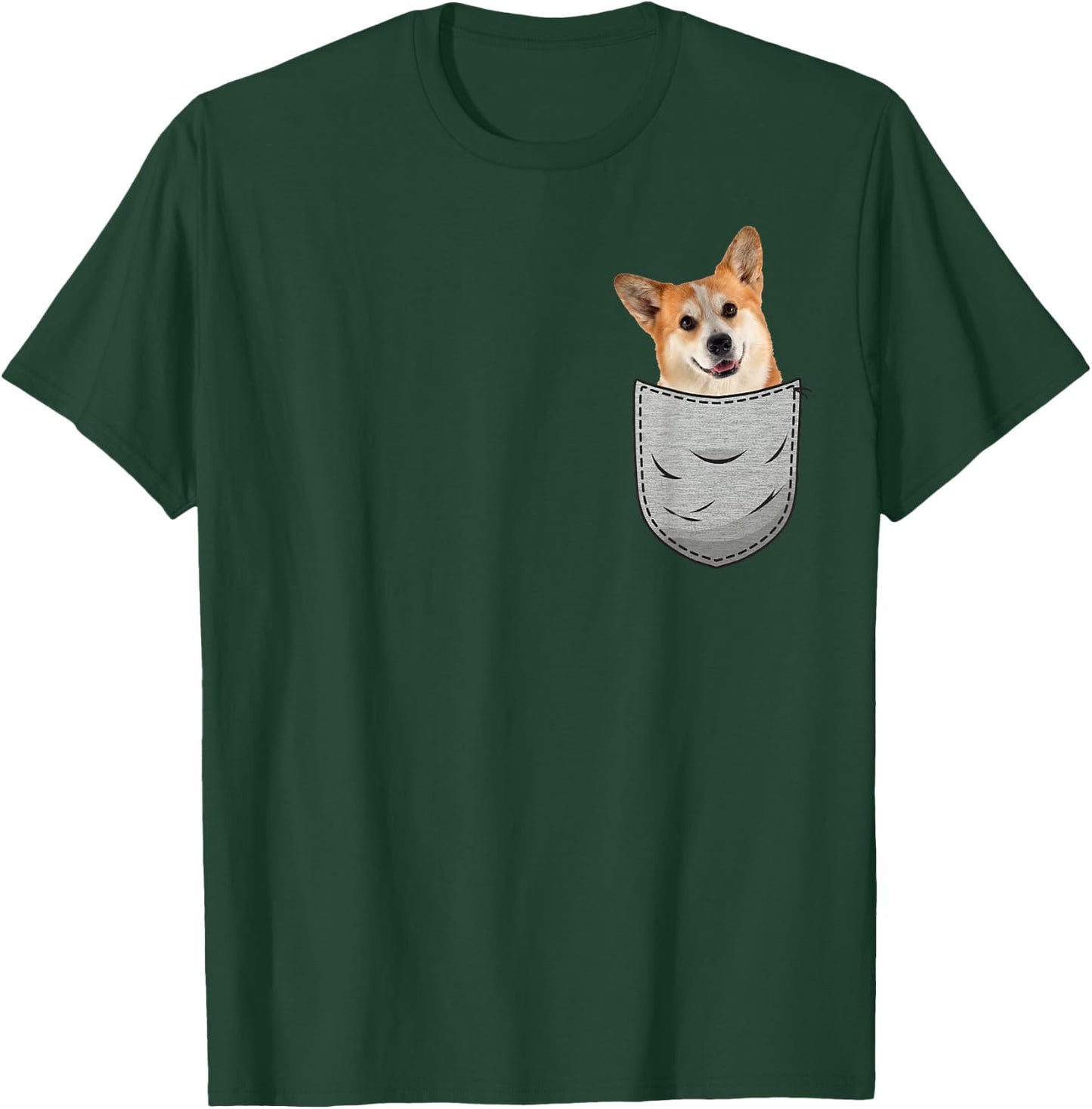 Welsh Corgi Pembroke Chest Pocket for Dog Owners T-Shirt - T-Shirt | Forest