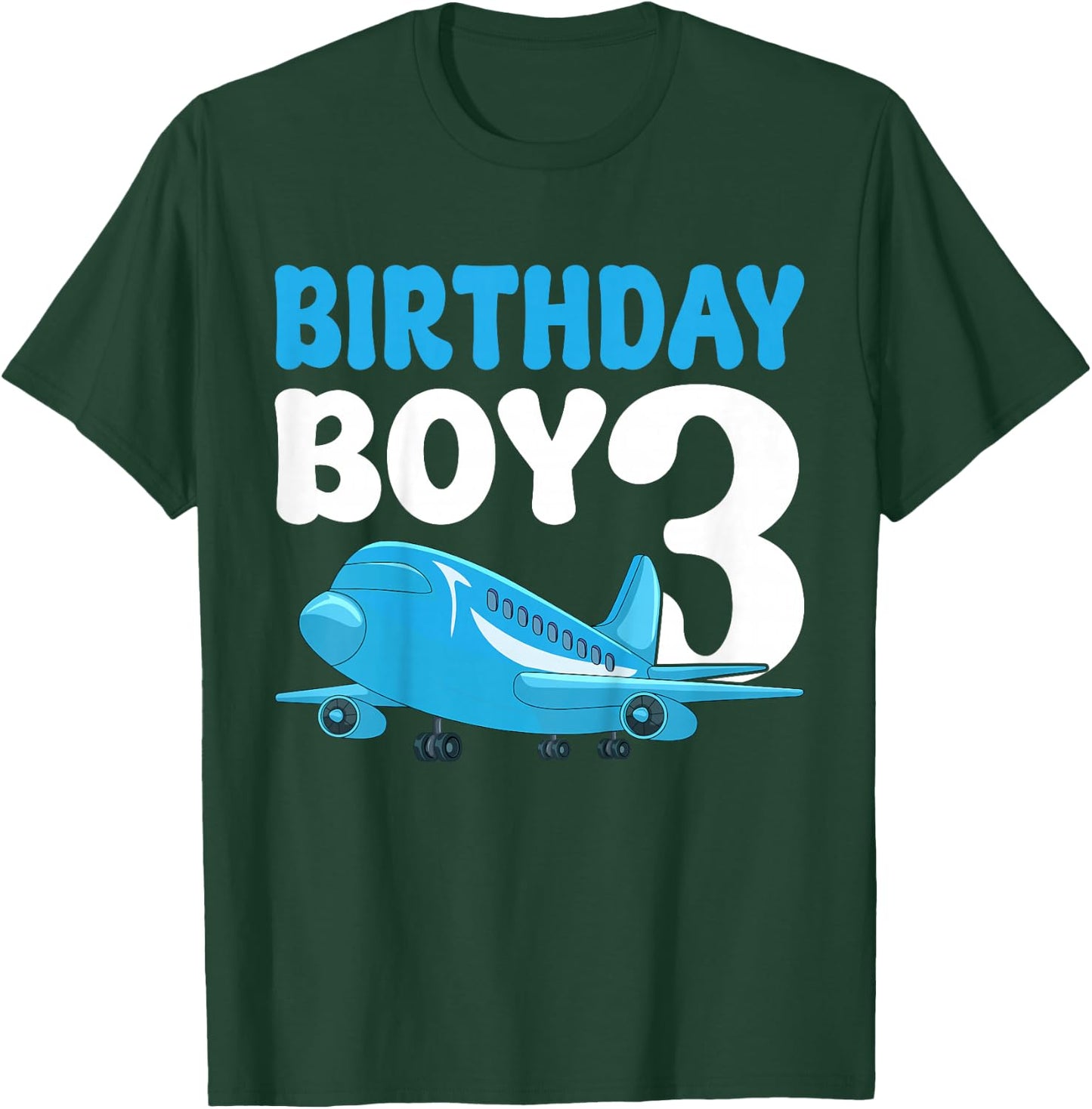 Kids Birthday Boy 3 Years Old Airplane Pilot Kids 3rd Birthday T-Shirt - T-Shirt | Forest