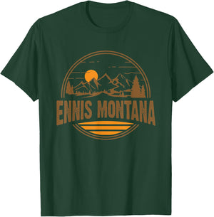 Vintage Ennis, Montana Mountain Hiking Souvenir Print T-Shirt - T-Shirt | Forest