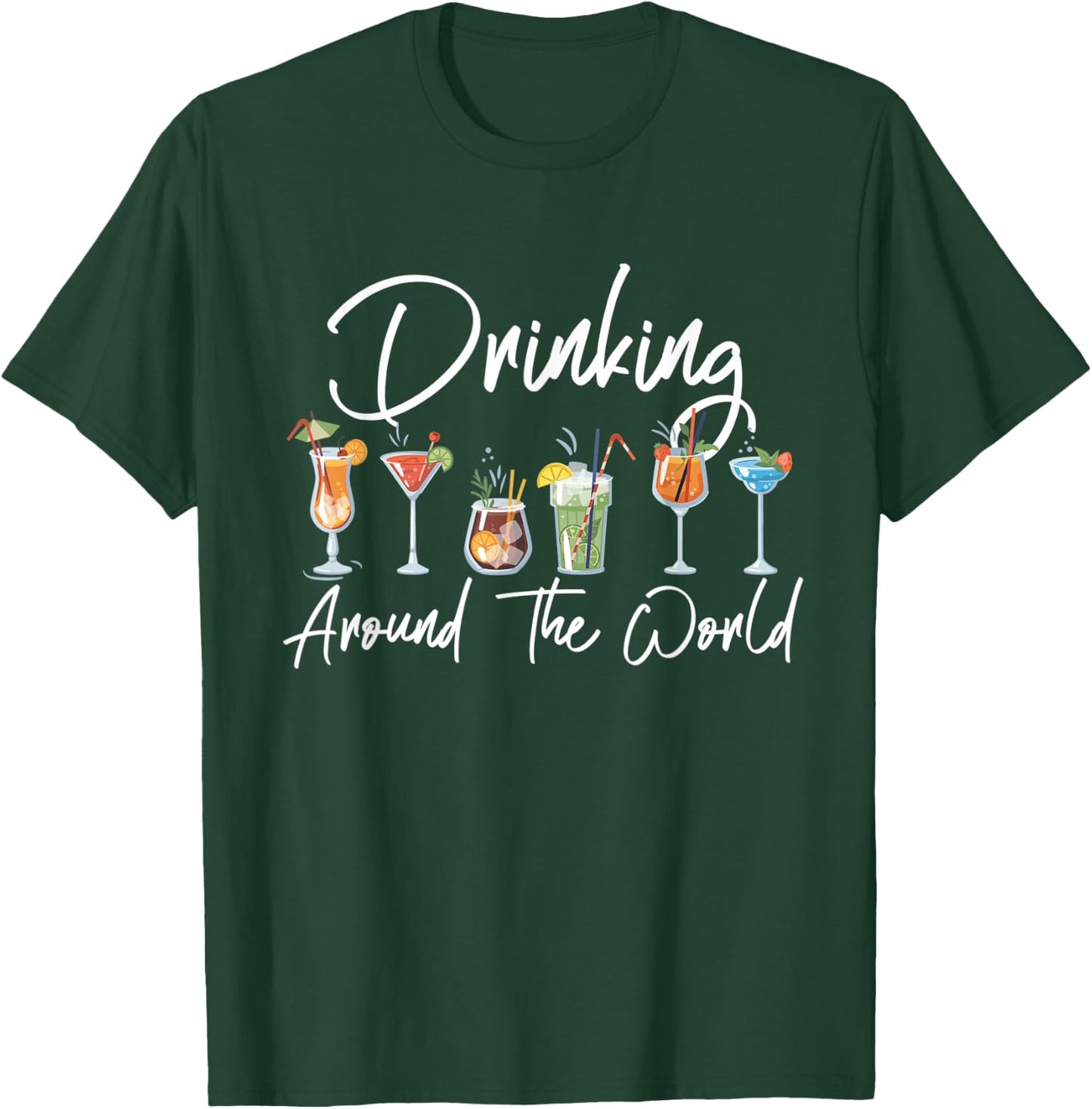 Drinking Around the World Adult Vacation Showcase 11 Country T-Shirt - T-Shirt | Forest