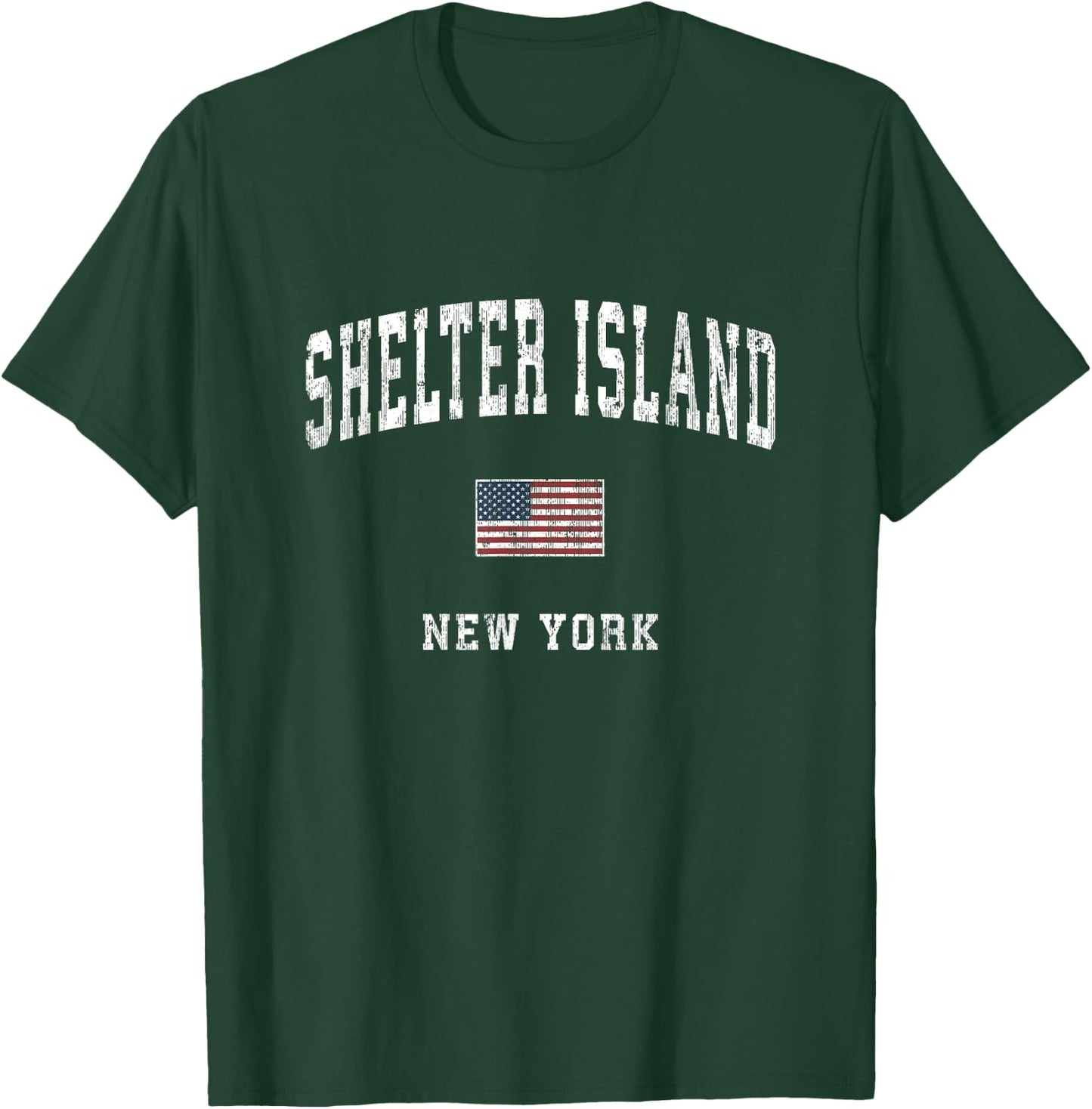 Shelter Island New York NY Vintage American Flag Sports T-Shirt - T-Shirt | Forest