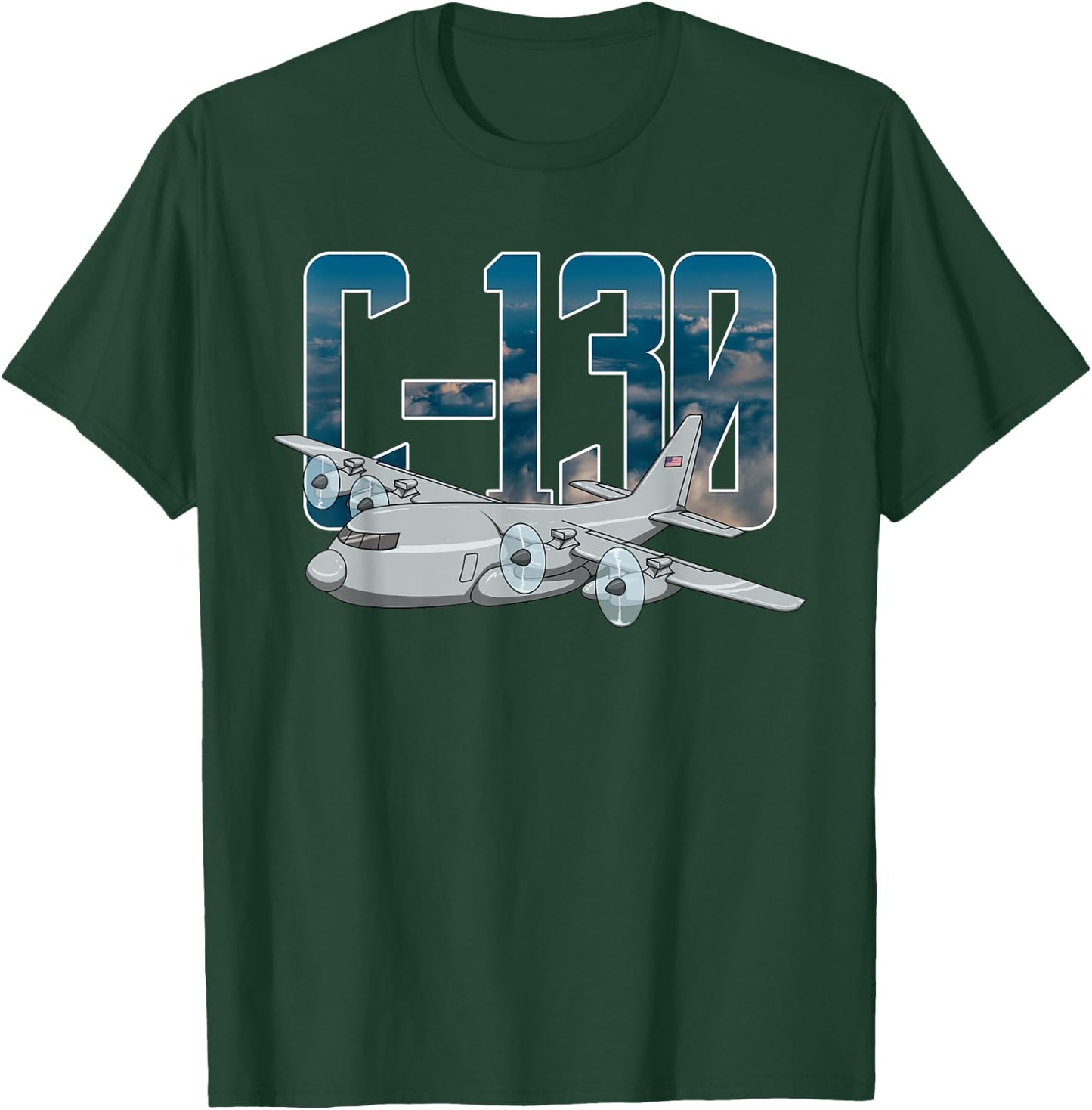 THE SALTY VETERAN C-130 Hercules Military Airplane Flying C130 Hercules Pilot - Black, -Adults, Small, Short Sleeve, Classic Fit, , Modern, Military, Aviation Enthusiasts T-Shirt - T-Shirt | Forest