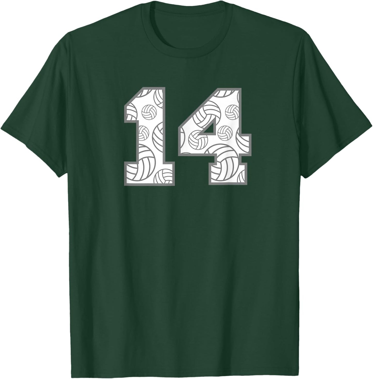 Volleyball #14 Player Number 14 T-Shirt - T-Shirt | Forest