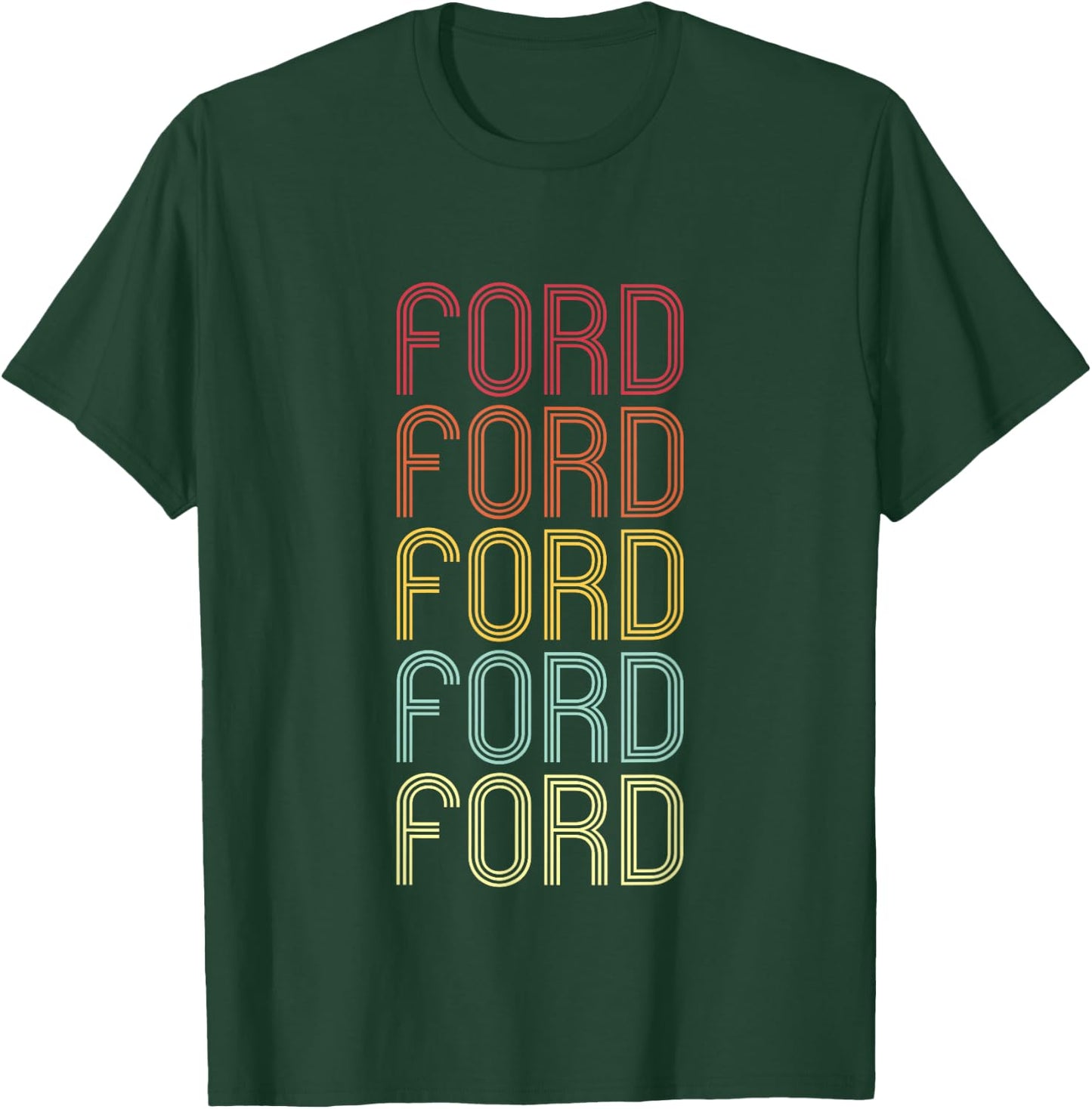 Ford Retro Wordmark Pattern Vintage Personalized 70s T-Shirt - T-Shirt | Forest