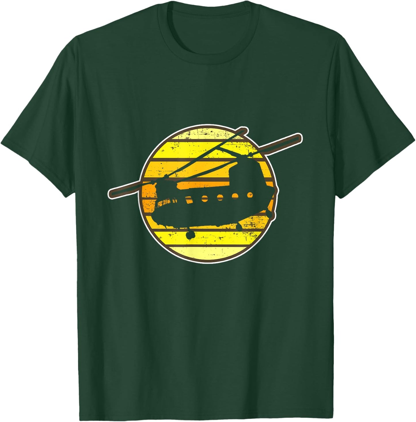 Chinook Pilot Helicopter Retro 70s 80s Military Gift T-Shirt - T-Shirt | Forest
