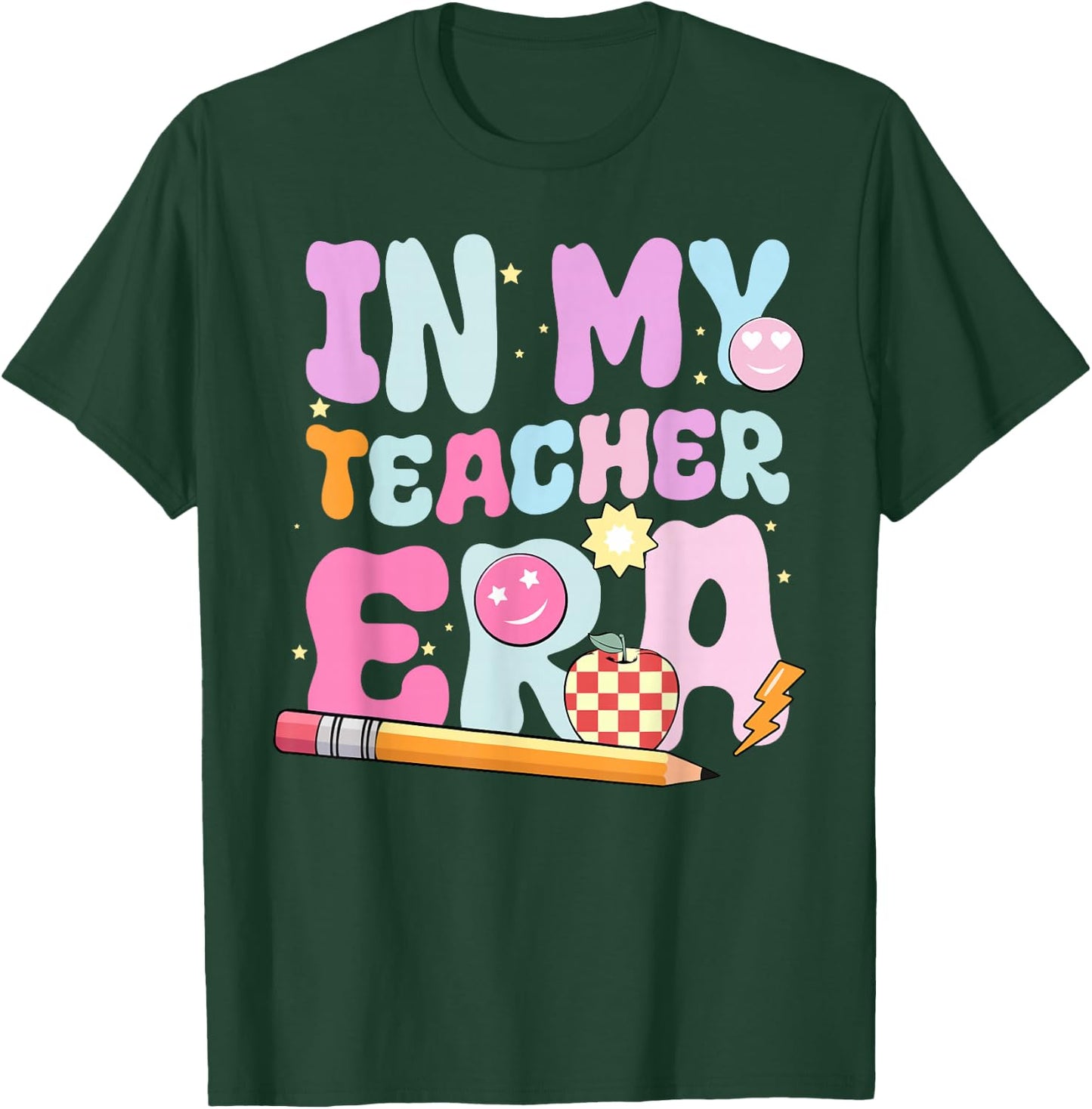In My Teaching Era Best Teacher Appreciation School Groovy T-Shirt - T-Shirt | Forest