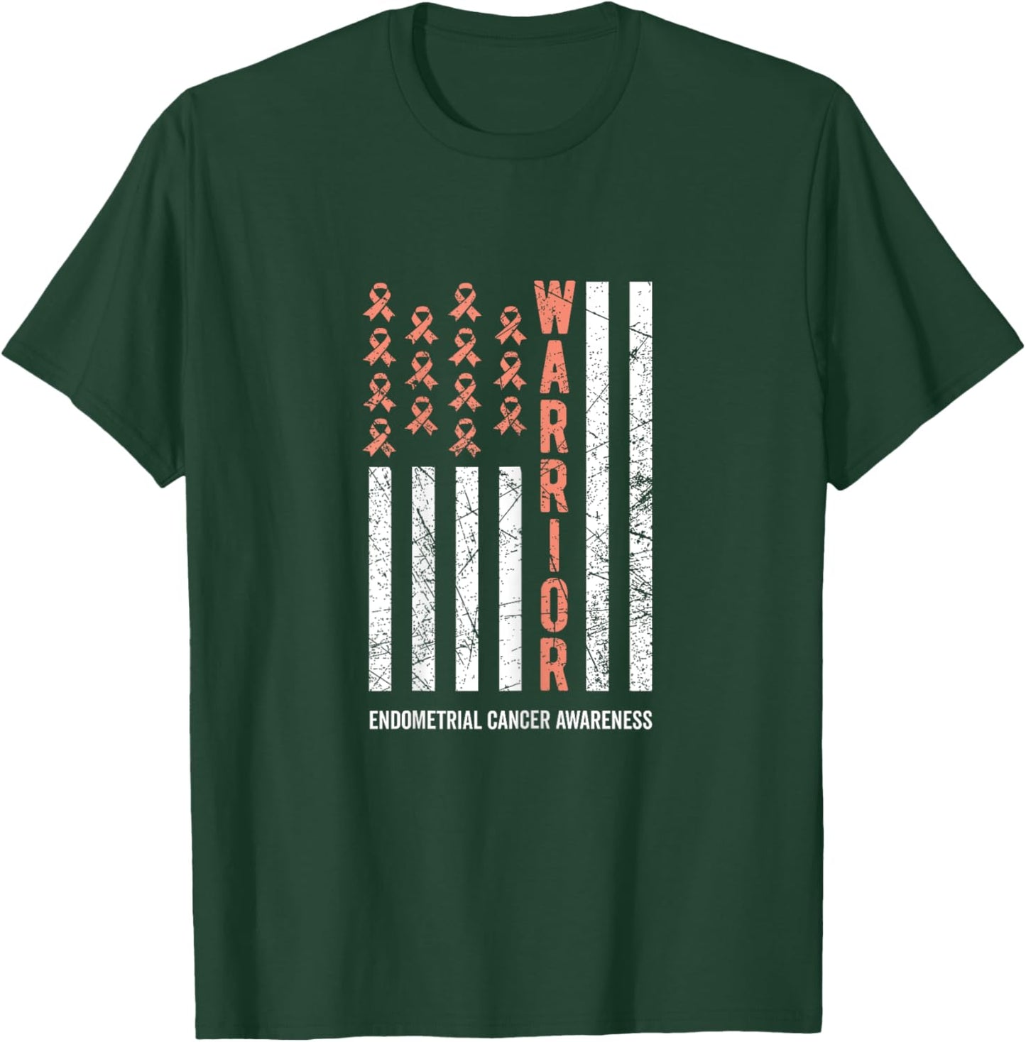 Warrior Peach Ribbon Endometrial Cancer Awareness T-Shirt - T-Shirt | Forest