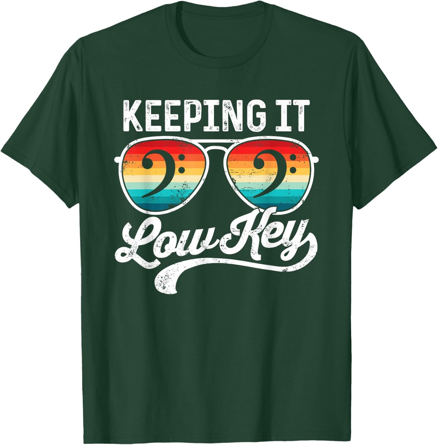 Bass Clef Keeping It Low Key Music Pun Low Brass Bass Singer T-Shirt - T-Shirt | Forest