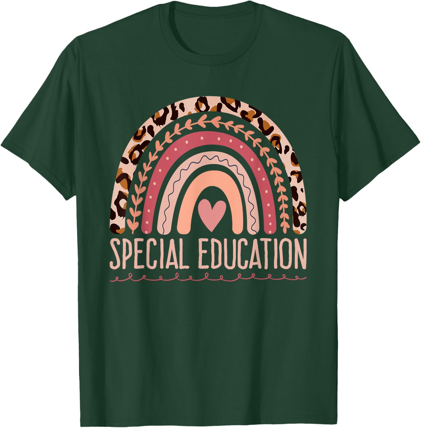 Special Education Shirt Teacher SPED Leopard Boho Rainbow Women Girls Kids T-Shirt - T-Shirt | Forest