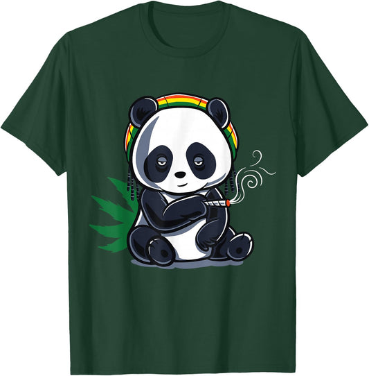 Weed Smoking Panda Marijuana Cannabis Stoner Gift T-Shirt - T-Shirt | Forest