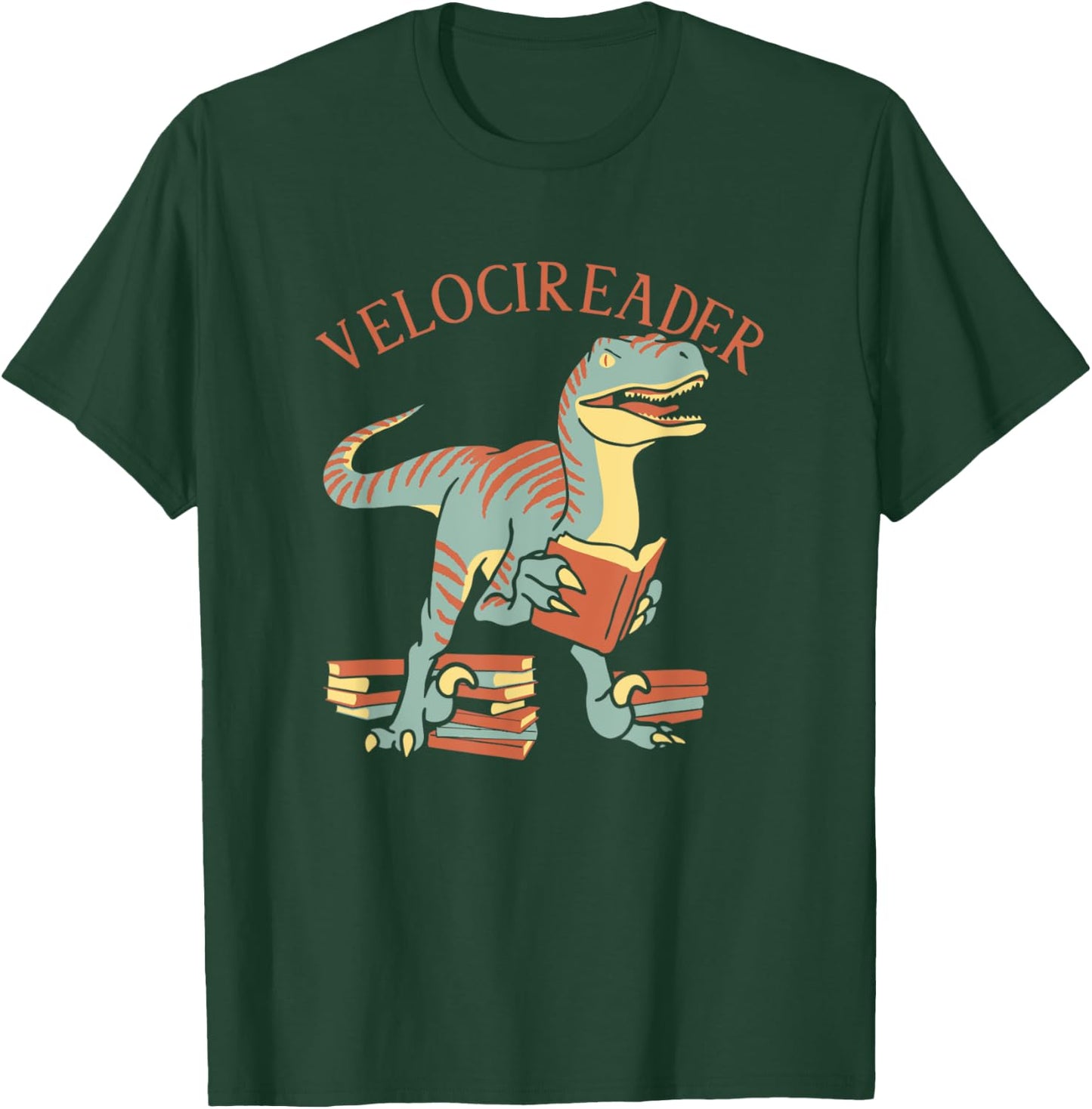 Velocireader Tea - Fantastic Velociraptor - Dinosaur T-Shirt - T-Shirt | Forest